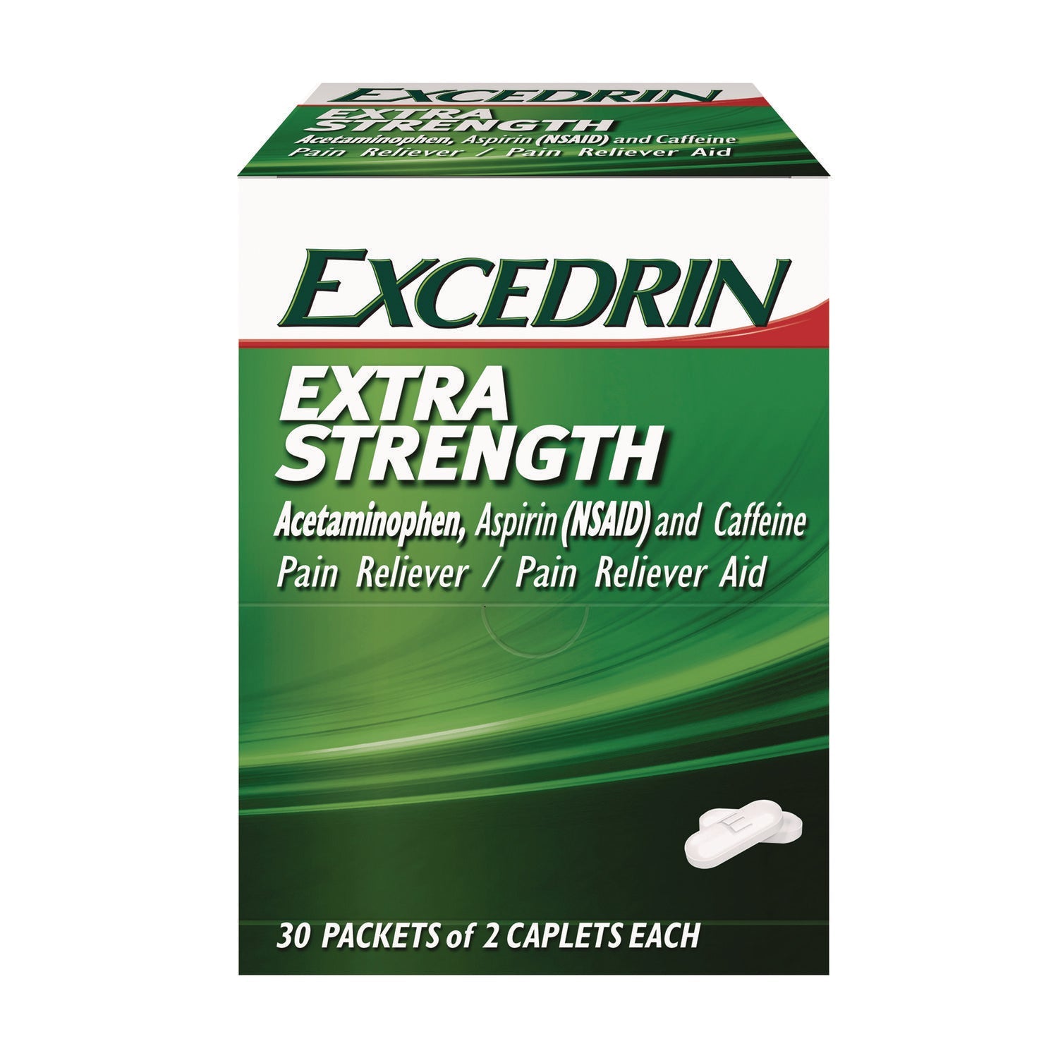 Excedrin® X-Strength Caplets, 2 Caplets/Packet, 30 Packets/Box