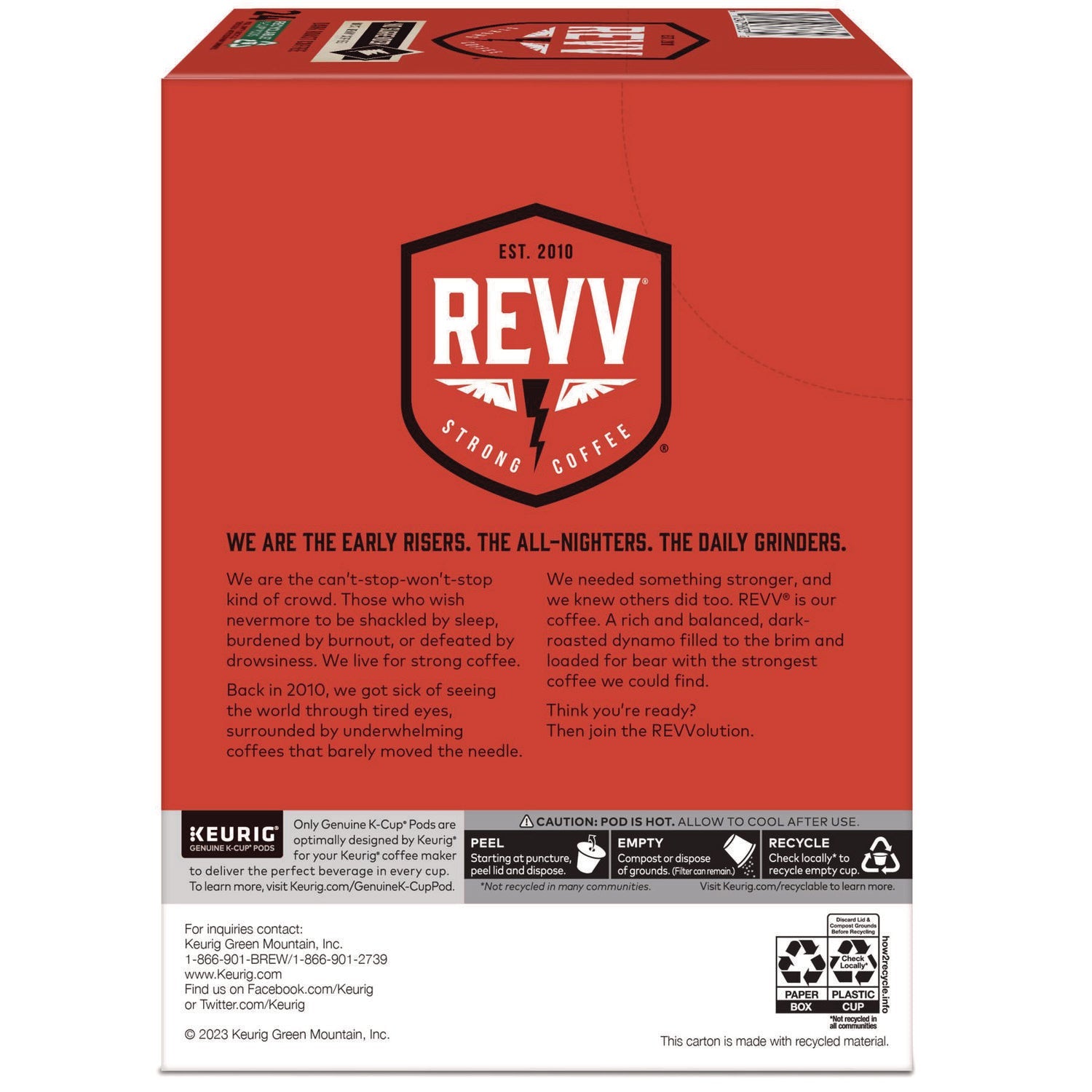 revv® No Surrender K-Cup, Dark Roast, K-Cup, 24/box