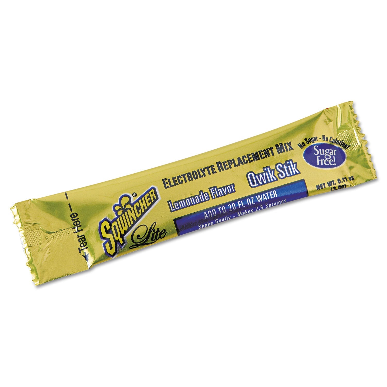 Sqwincher® Sugar-Free Qwik Stik Energy Drink Mix, Lemonade, 1.26 oz Packet, 50/Pack