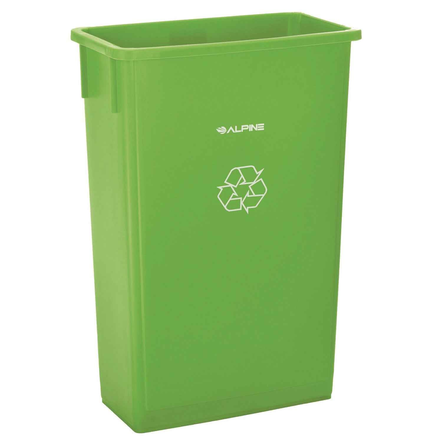 Alpine Industries Slim 23 Gallon Recycling Bin, Plastic, Lime Green