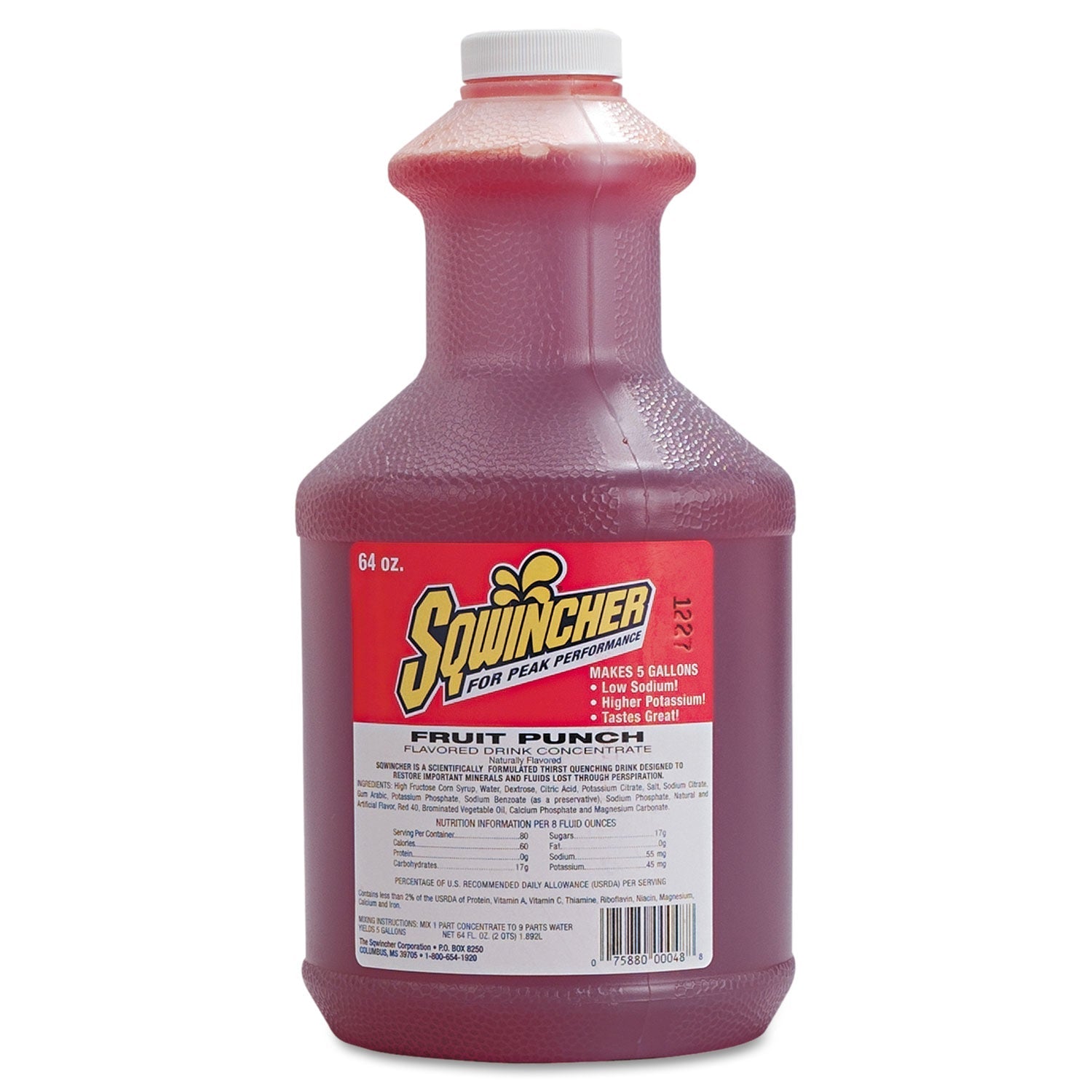 Sqwincher® Liquid Concentrate Electrolyte Drink, Fruit Punch, 64oz Bottles, 6/carton
