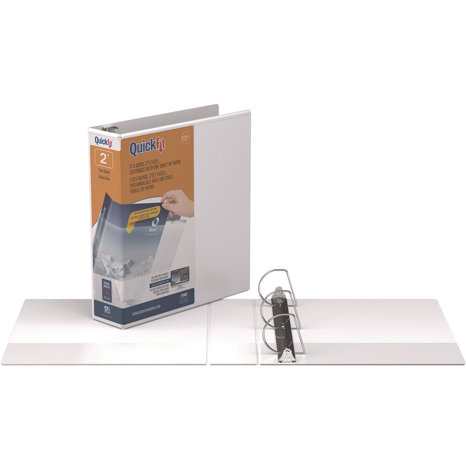 Stride Quickfit D-Ring View Binder, 3 Rings, 2" Capacity, 11 X 8.5, White