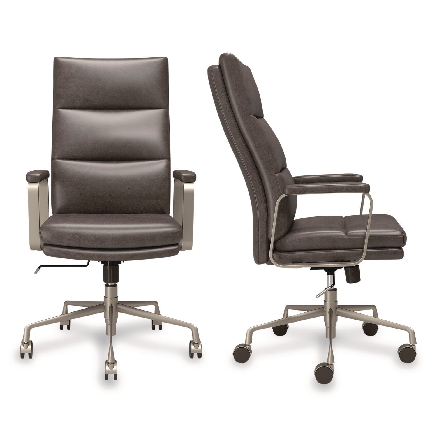 Union & Scale™ Industria 3-40C Ergonomic Bonded Leather Swivel Manager Chair, Supports Up to 275 lbs, 18.31" to 21.85" Seat Height, Gray