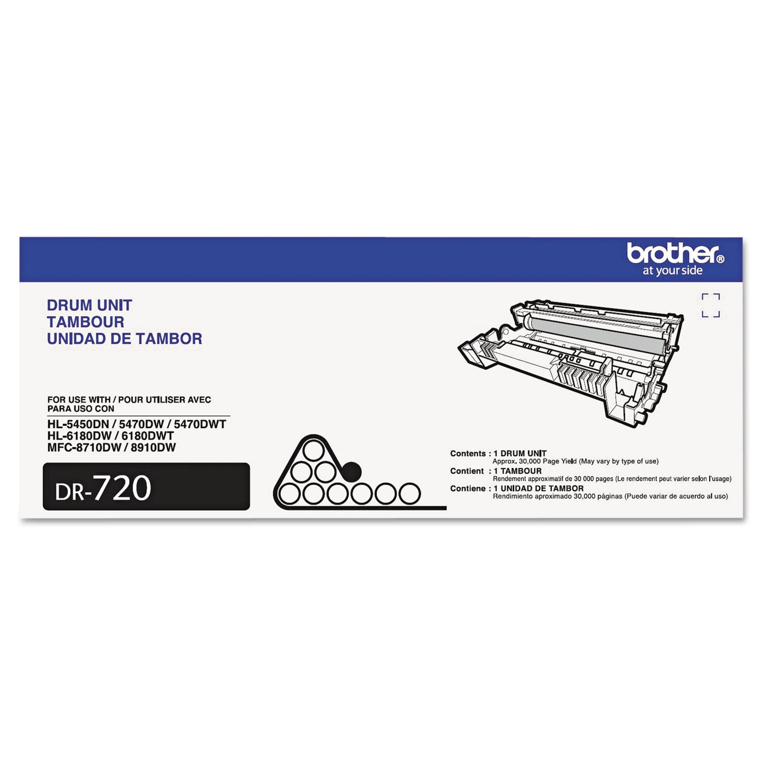 Brother Dr720 Drum Unit, 30,000 Page-Yield, Black