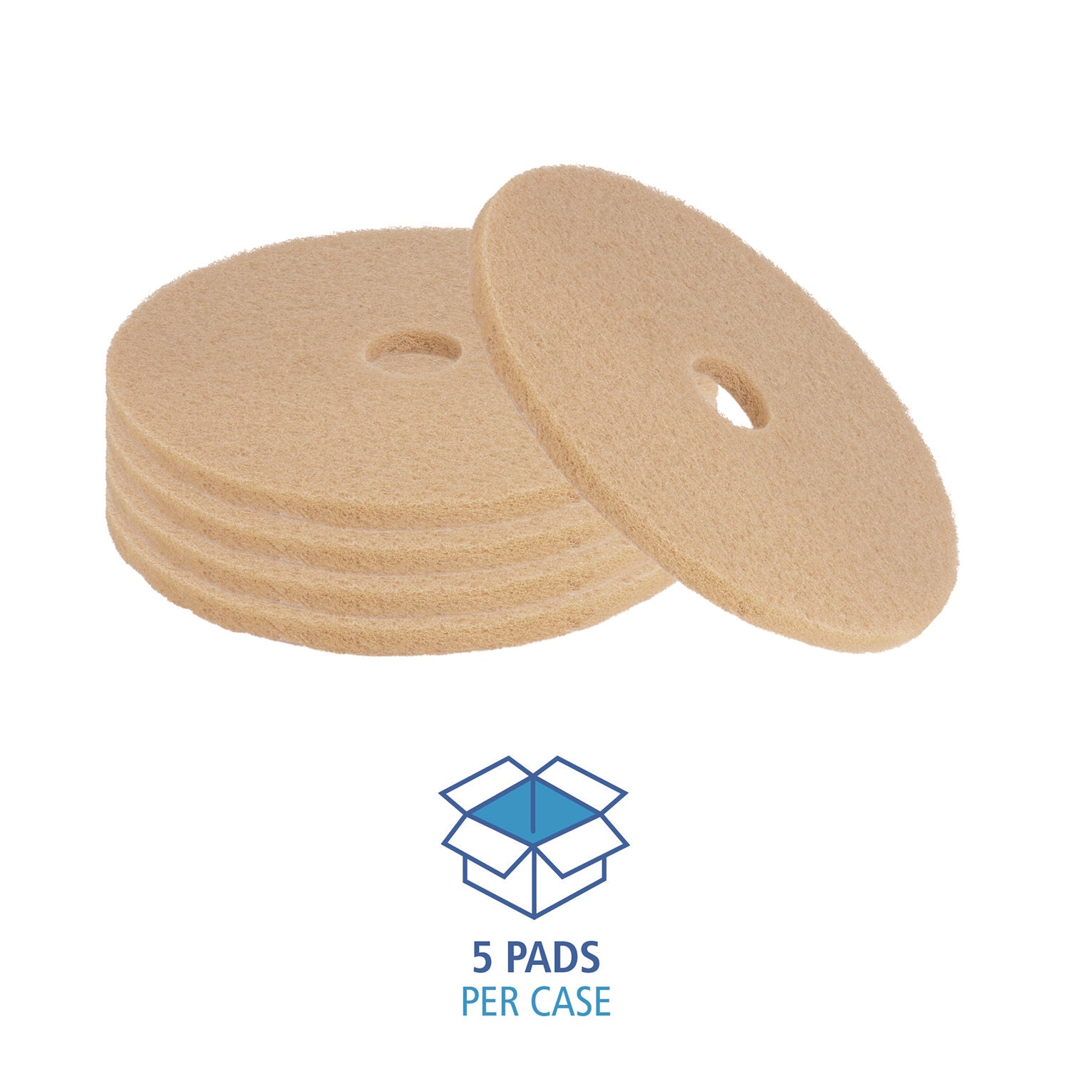Boardwalk® Burnishing Floor Pads, 19" Diameter, Tan, 5/carton