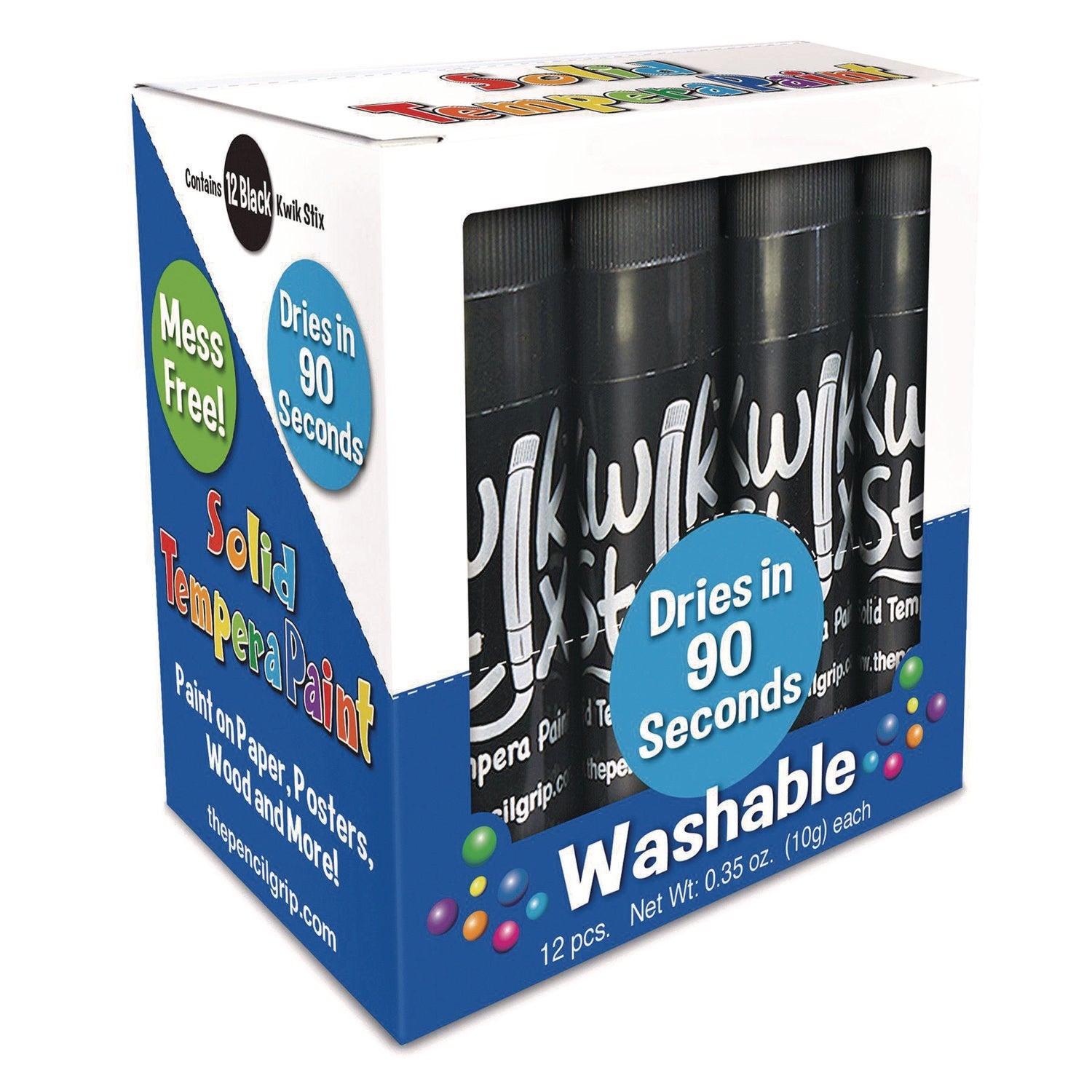 TPG Creations™ Kwik Stix Single Color Pack, 0.7" x 3.5", Black, 12/Pack, 12 Packs/Carton