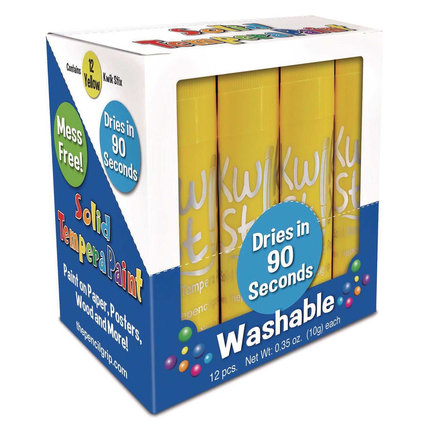 TPG Creations™ Kwik Stix Single Color Pack, 0.7" x 3.5", Yellow, 12/Pack, 12 Packs/Carton