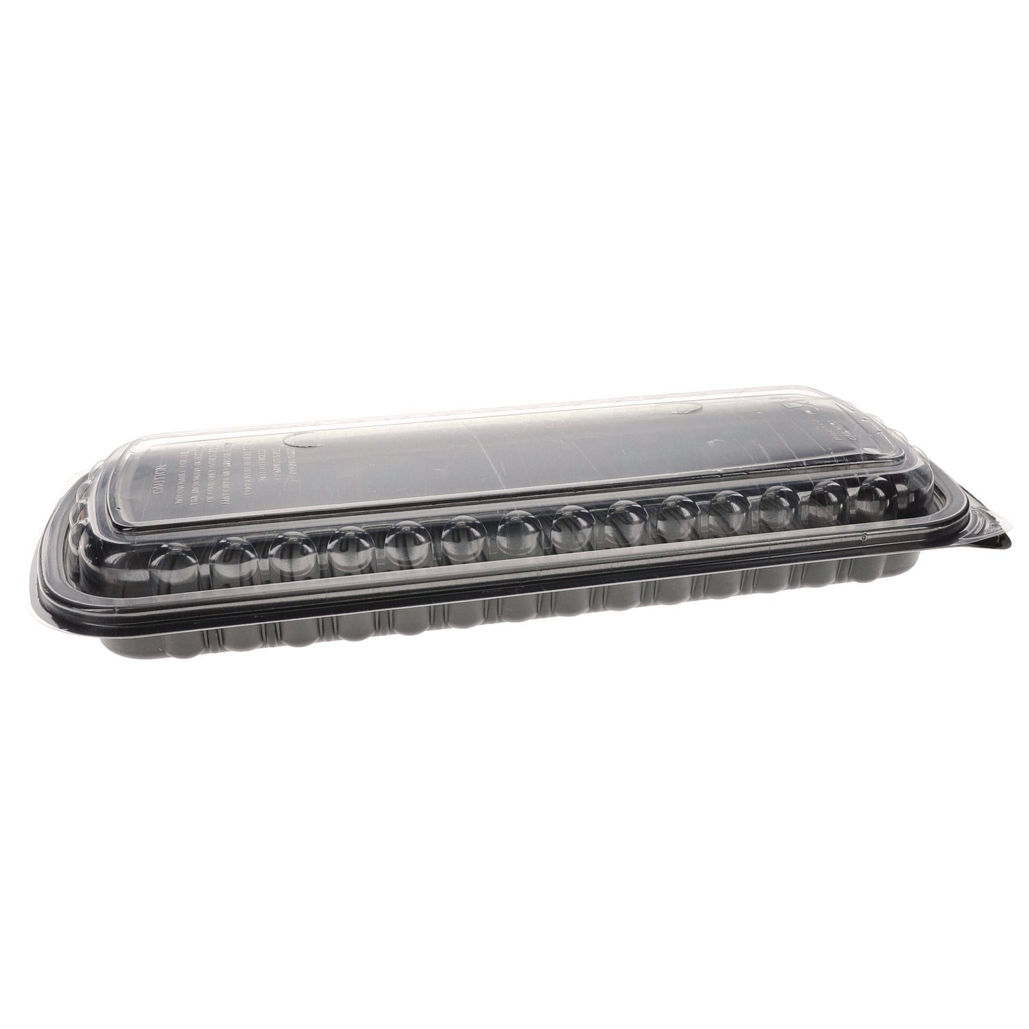 Pactiv Evergreen MealMaster Rib Container Base/Lid, 16.6 x 7.3 x 2.3, Black/Clear, Plastic, 80/Carton