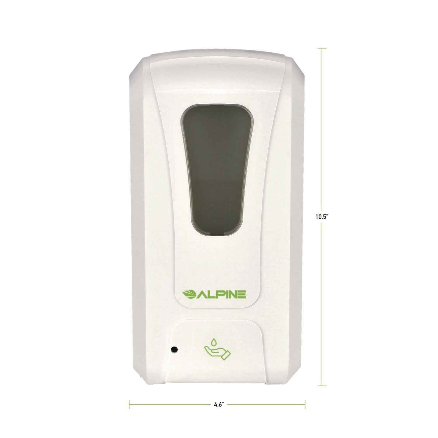 Alpine Industries Wall Mount Automatic Foam Hand Sanitizer and Soap Dispenser, 40 oz, 4.48 x 6 x 11.1, White