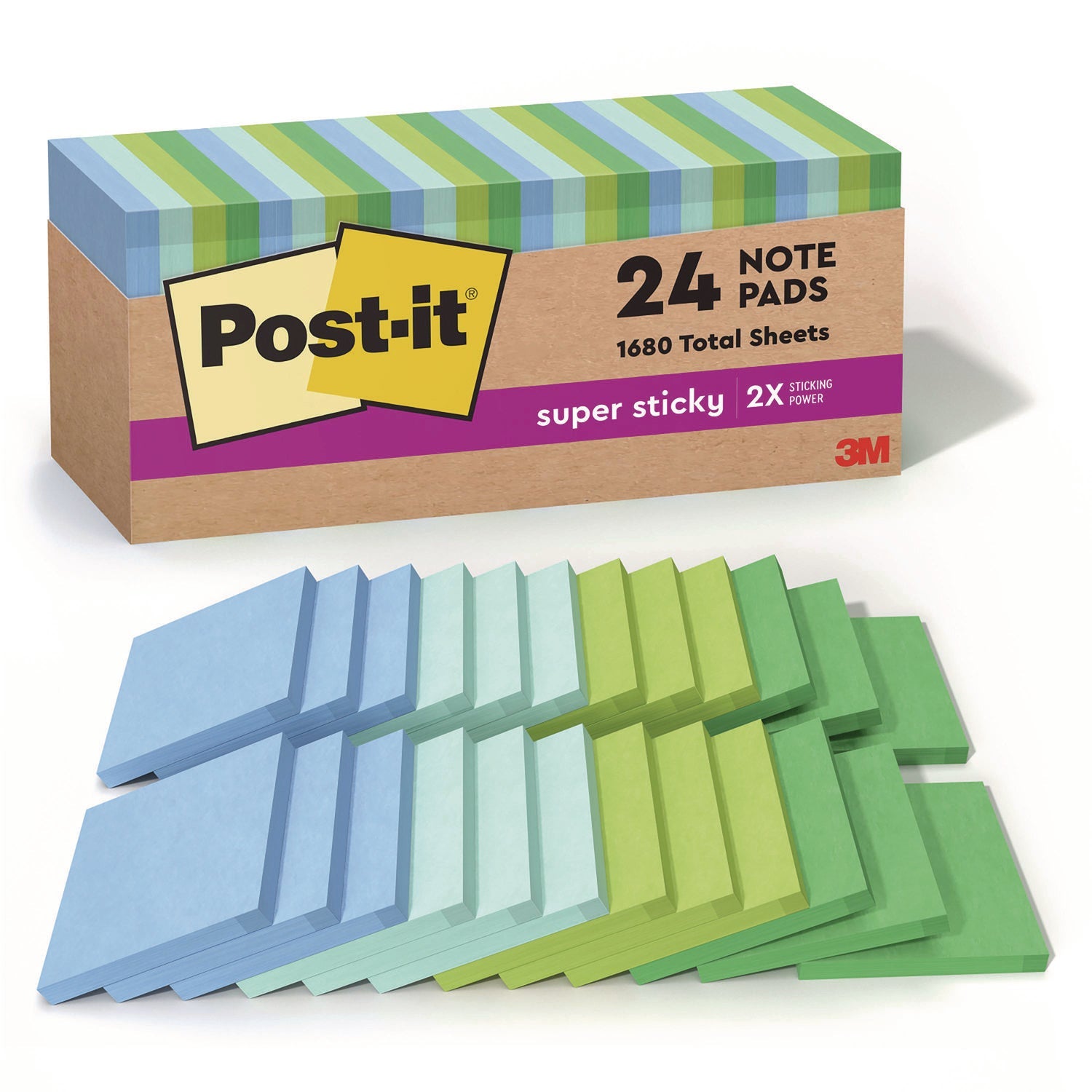 Recycled Super Sticky Notes | 24-Pack | Oasis
