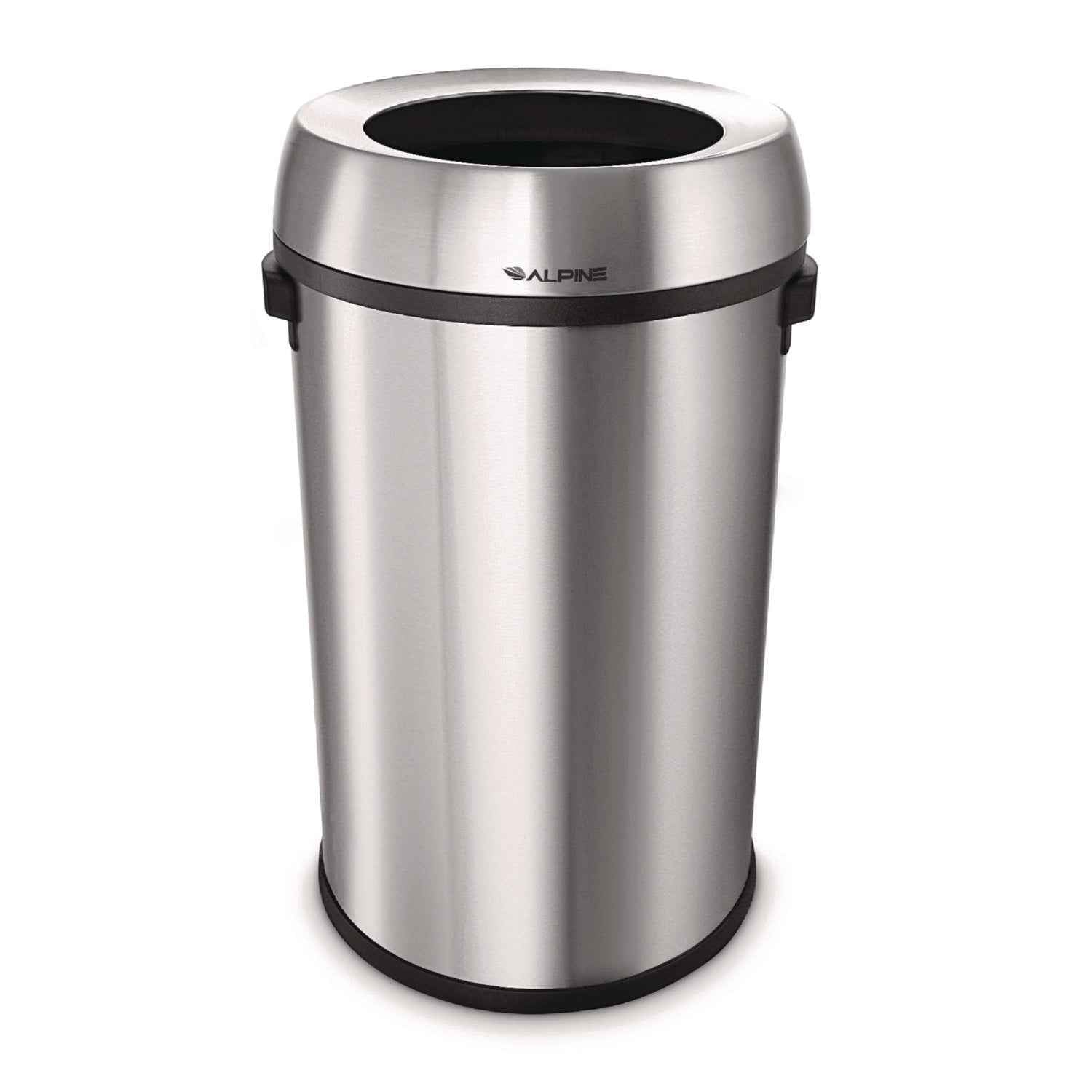 Alpine Industries 17 Gallon Stainless Steel Heavy-Gauge Brushed Open Top Commercial Trash Can