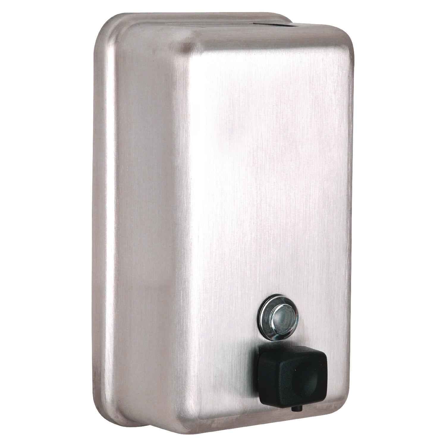 Alpine Industries Vertical Manual Surface-Mounted Stainless Steel Liquid Soap Dispenser, 40 oz, 2.8 x 4.8 x 8.1, Brushed Stainless Steel