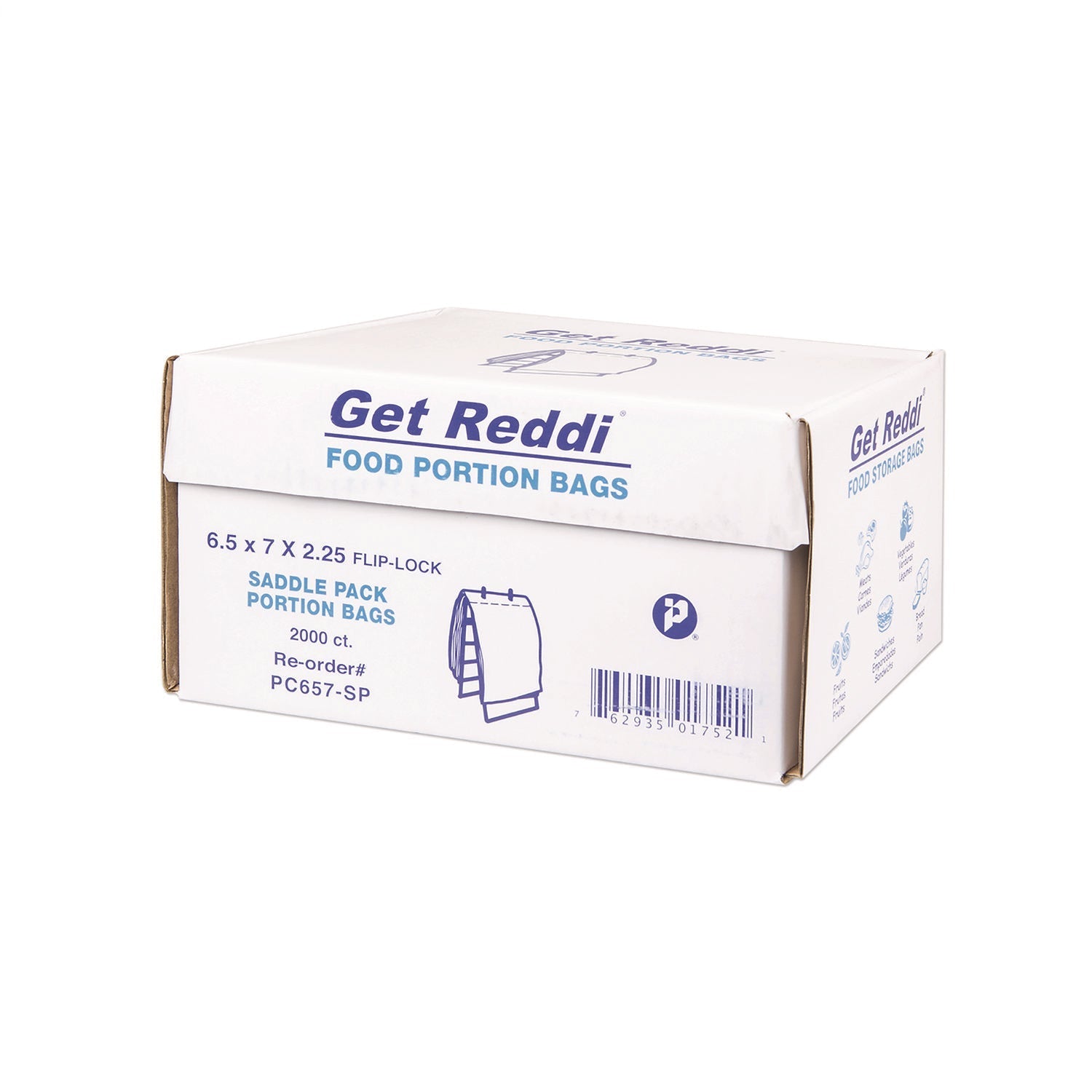 Inteplast Group Get Reddi Saddle Pack Poly Food Portion Bags, Fold-Top Closure, 0.5 mil, 6.5" x 7", Clear, 2,000/Carton
