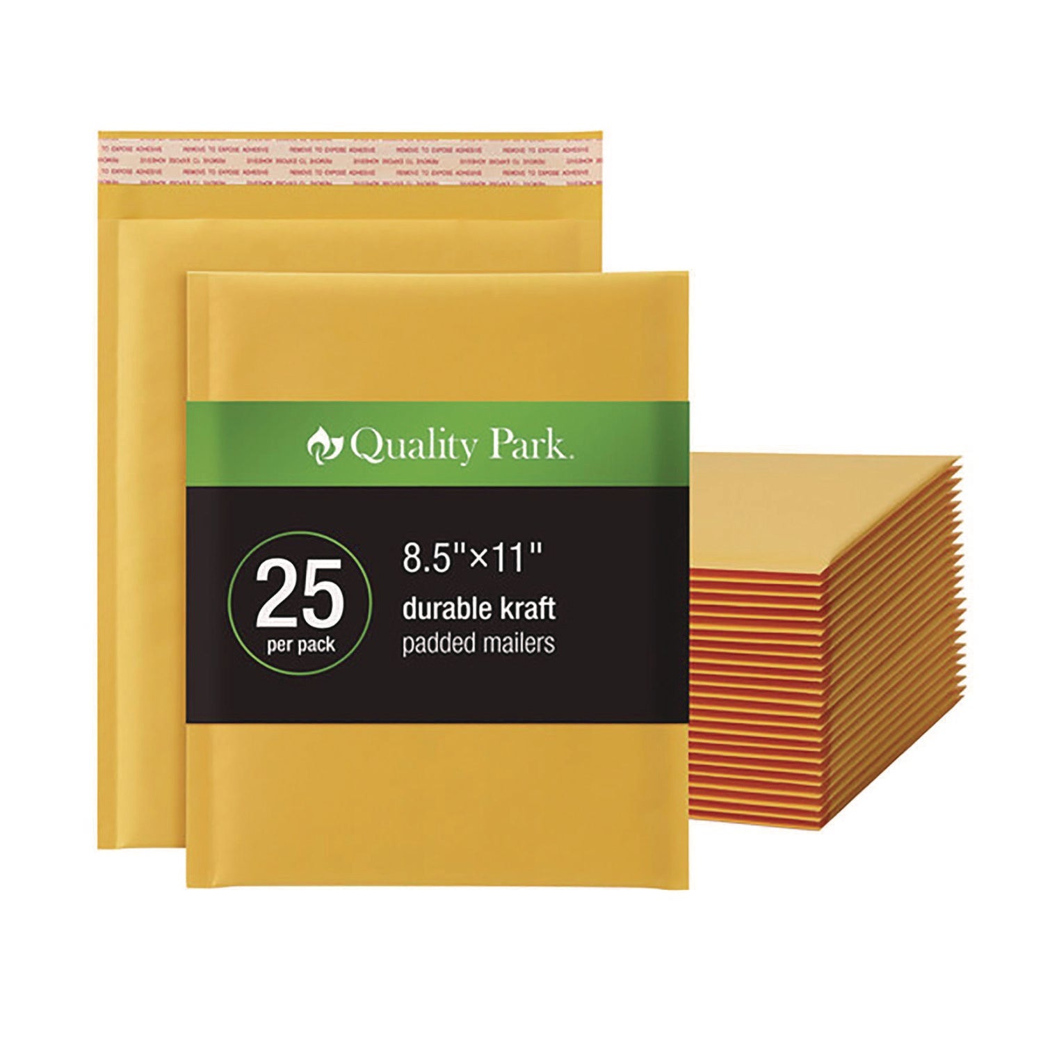Quality Park™ Kraft Bubble Mailers, Barrier Bubble Cushion, Redi-Seal Adhesive Closure, 8.25 x 11, Brown Kraft, 25/Pack