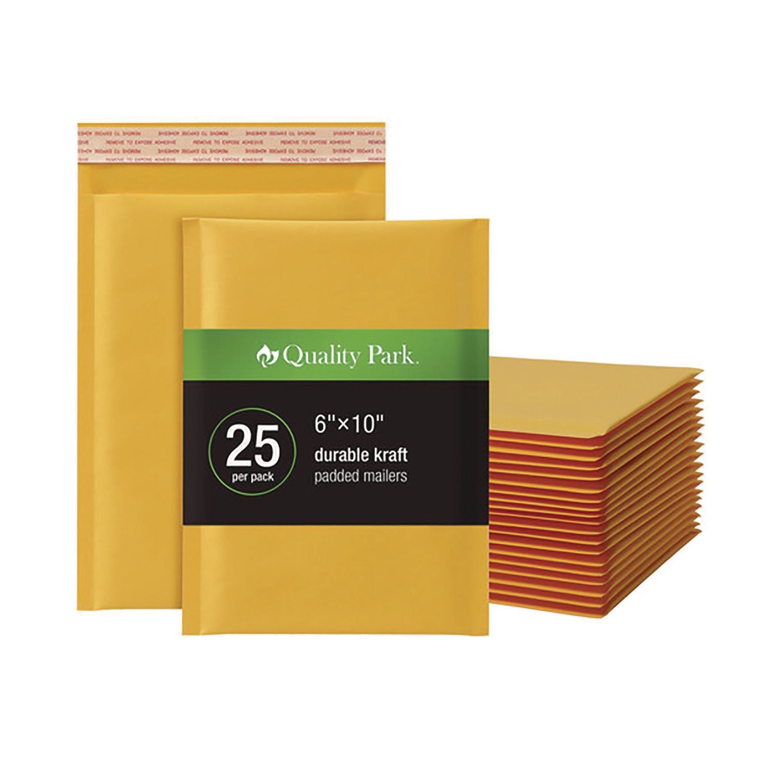 Quality Park™ Kraft Bubble Mailers, #0, Barrier Bubble Cushion, Redi-Seal Adhesive Closure, 6 x 9, Brown Kraft, 25/Pack
