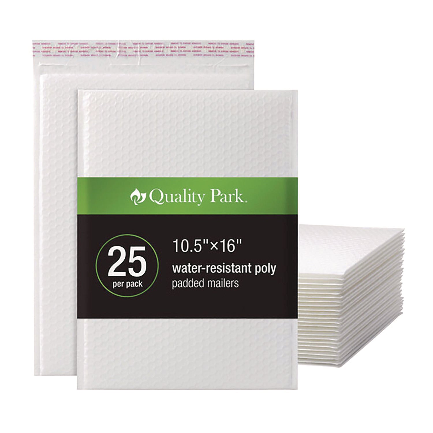 Quality Park™ Poly Bubble Mailers, #5, Barrier Bubble Cushion, Redi-Seal Adhesive Closure, 10.5 x 15, White, 25/Pack