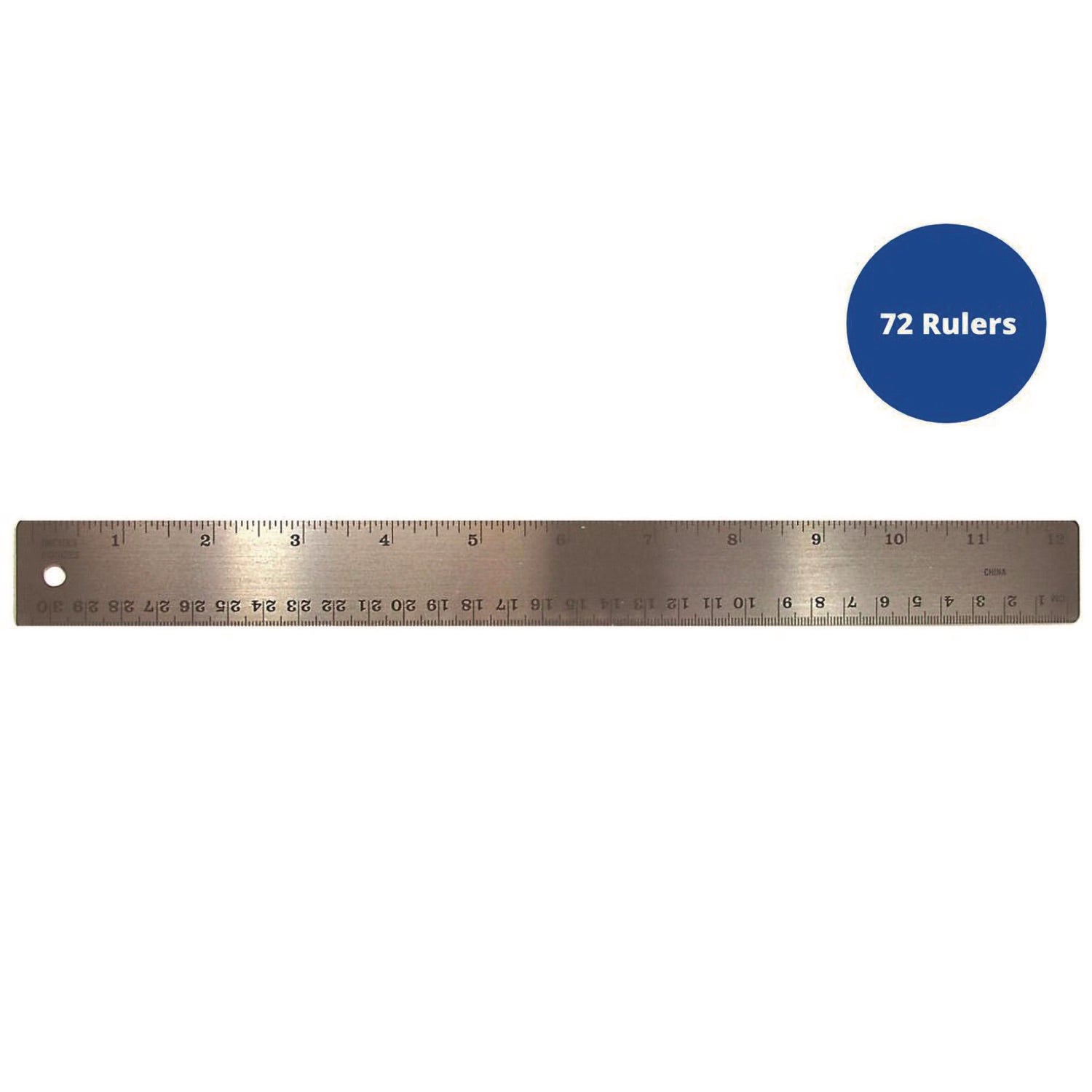 TPG Creations™ Stainless Steel Ruler, Standard/Metric, 12" Long, Silver, 72/Carton
