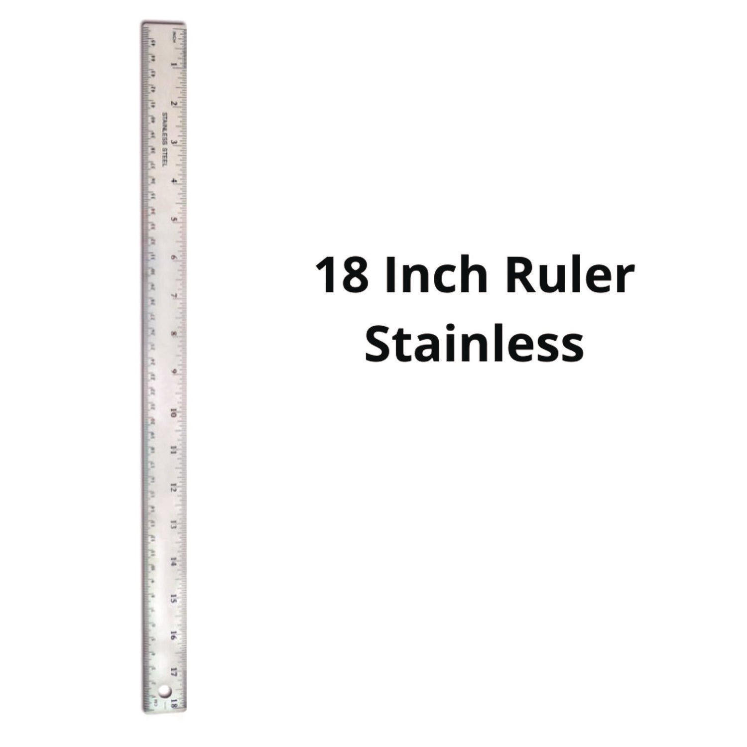TPG Creations™ Stainless Steel Ruler, Standard/Metric, 18" Long, Silver, 36/Carton