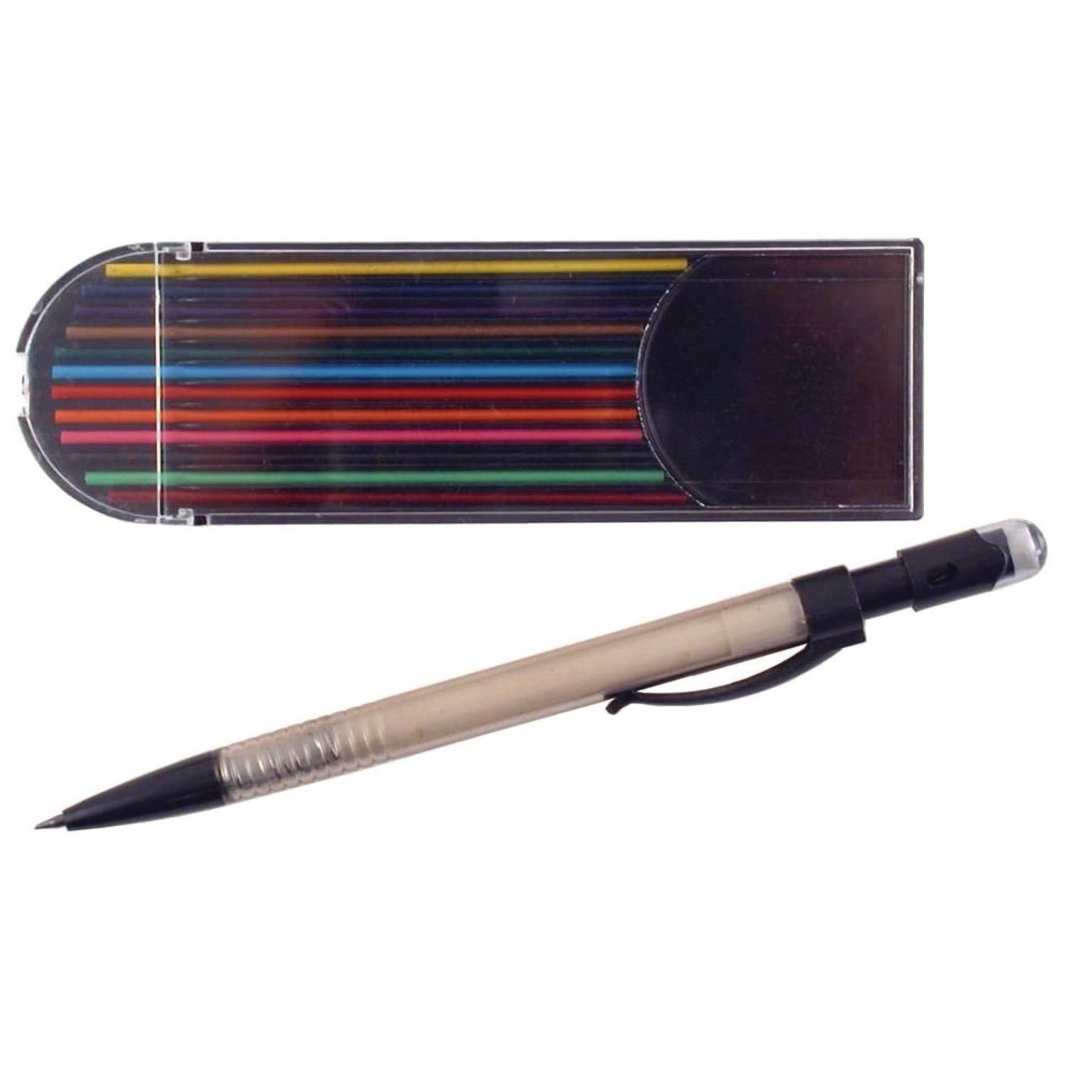 TPG Creations™ Mechanical Color Pencil Set, 2 mm, 12 Assorted Lead Refills, Gray Barrel, 72/Carton