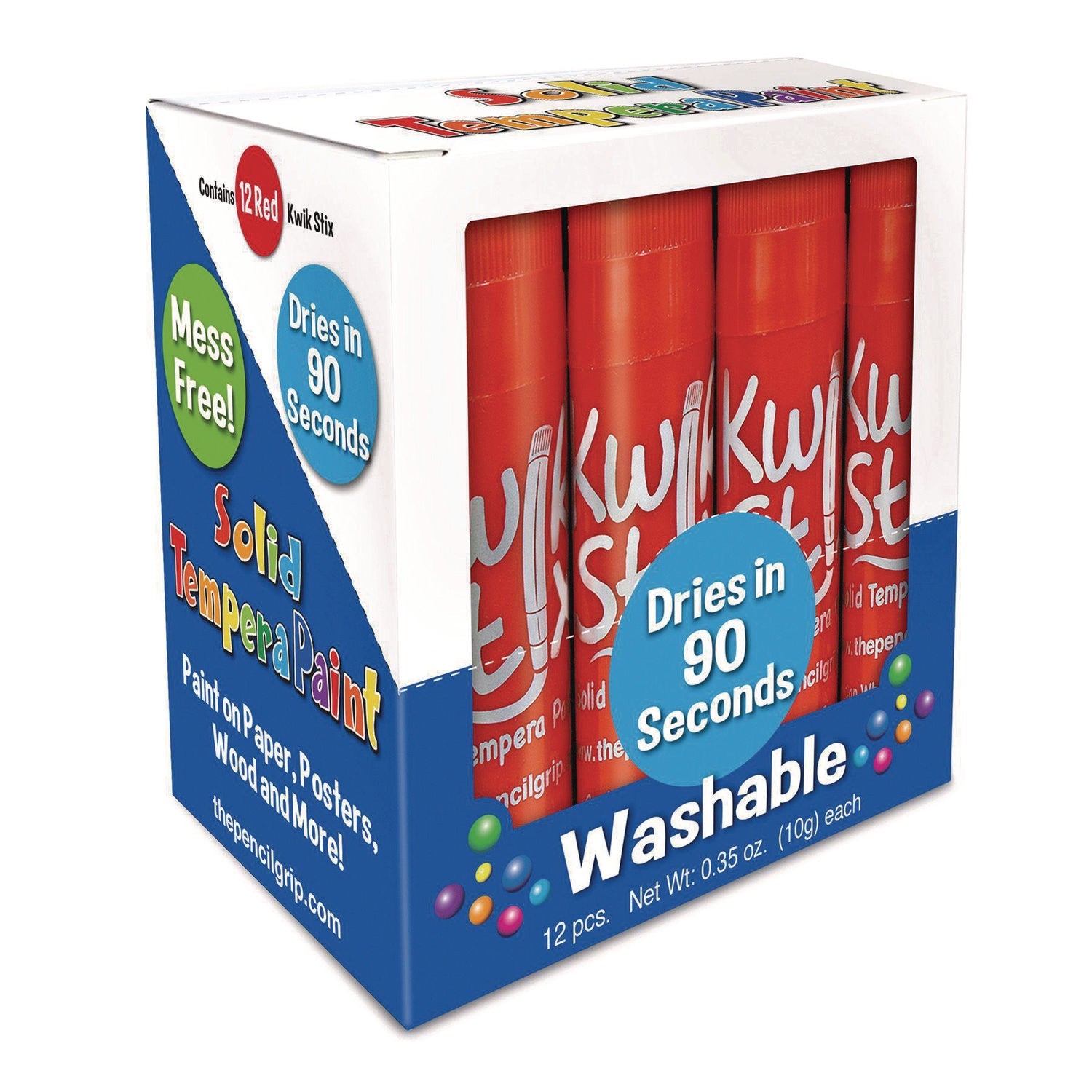 TPG Creations™ Kwik Stix Single Color Pack, 0.7" x 3.5", Red, 12/Pack, 12 Packs/Carton