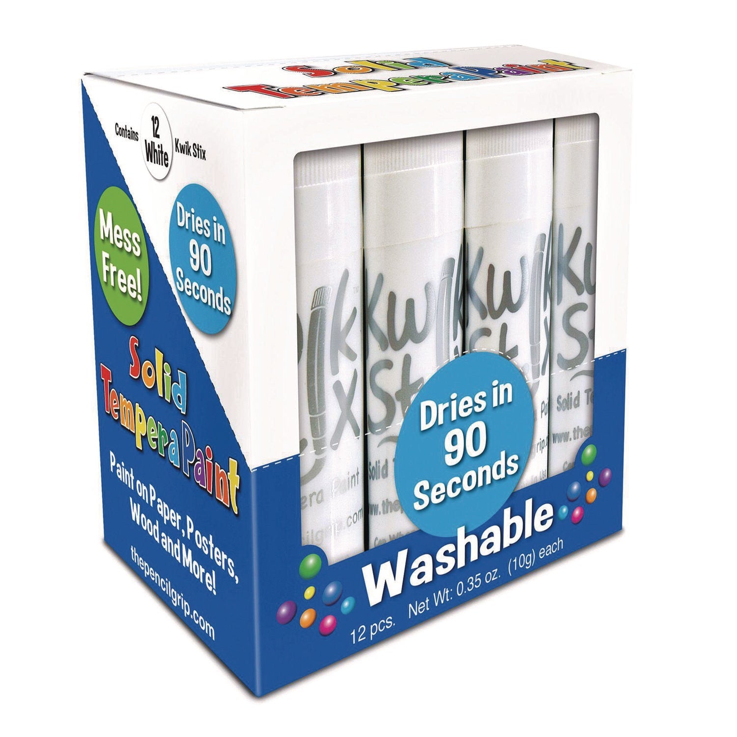 TPG Creations™ Kwik Stix Single Color Pack, 0.7" x 3.5", White, 12/Pack, 12 Packs/Carton