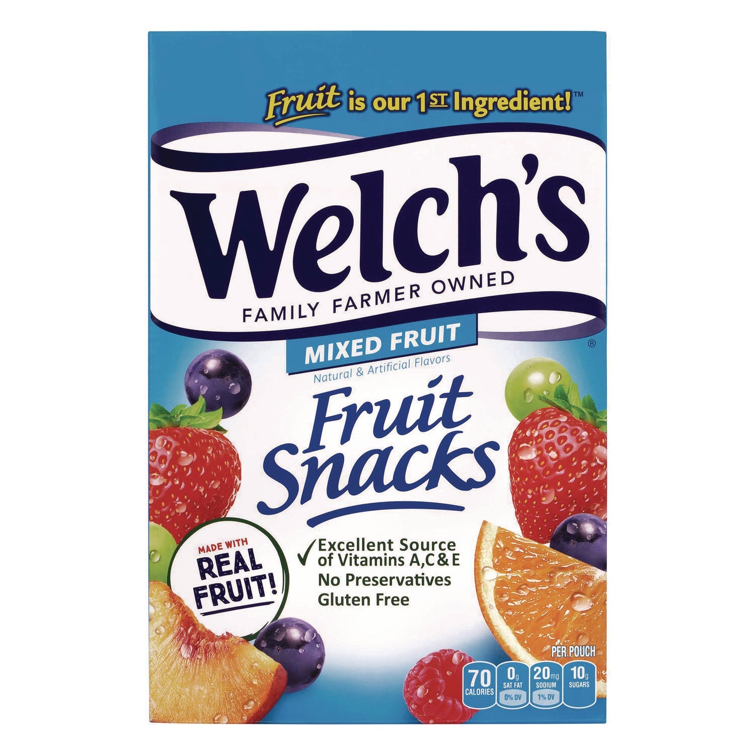 Welch's® Fruit Snacks, Mixed Fruit, 0.9 oz Pouch, 40/Box