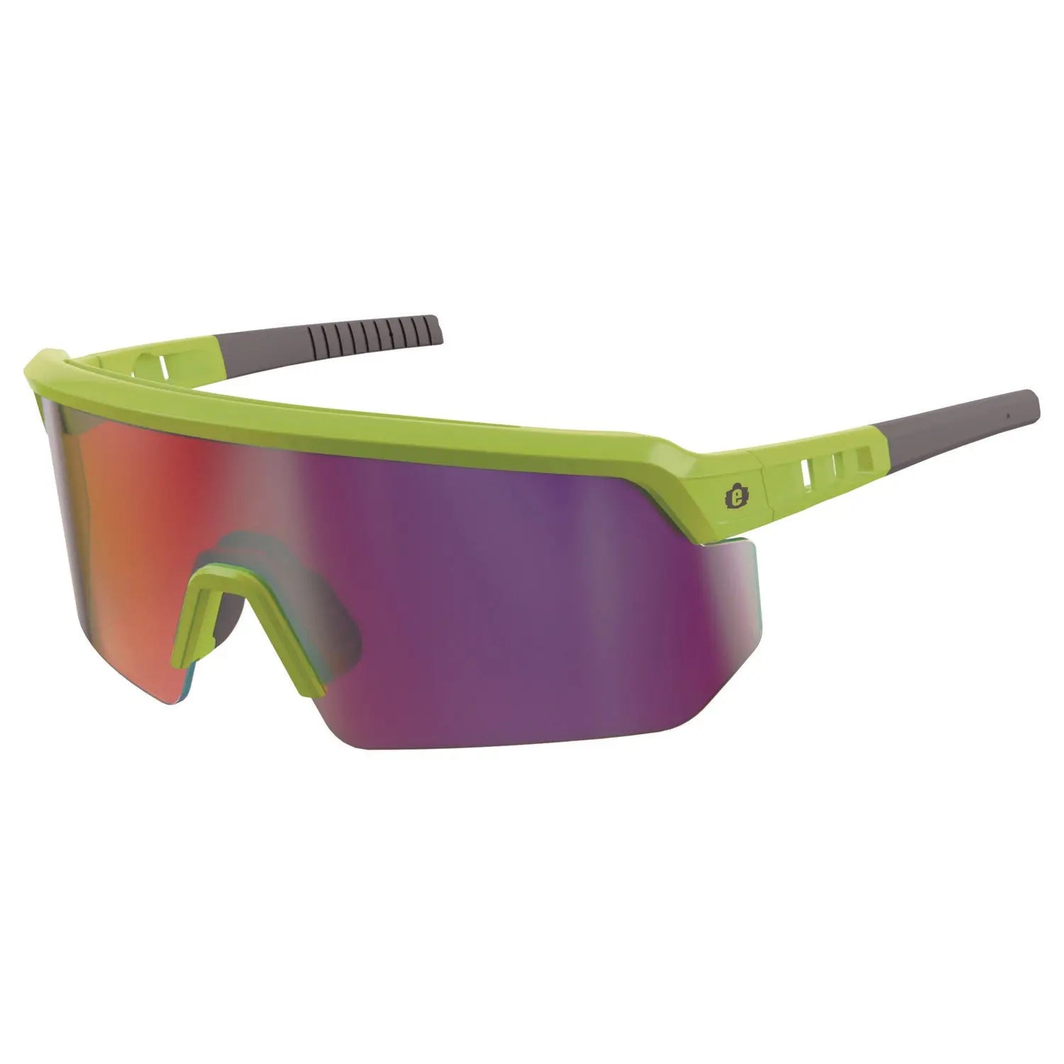 ergodyne® Skullerz AEGIR-AFASPM Anti-Scratch and Enhanced Anti-Fog Safety Glasses, Lime Frame, Purple Mirror, Polycarb Lens
