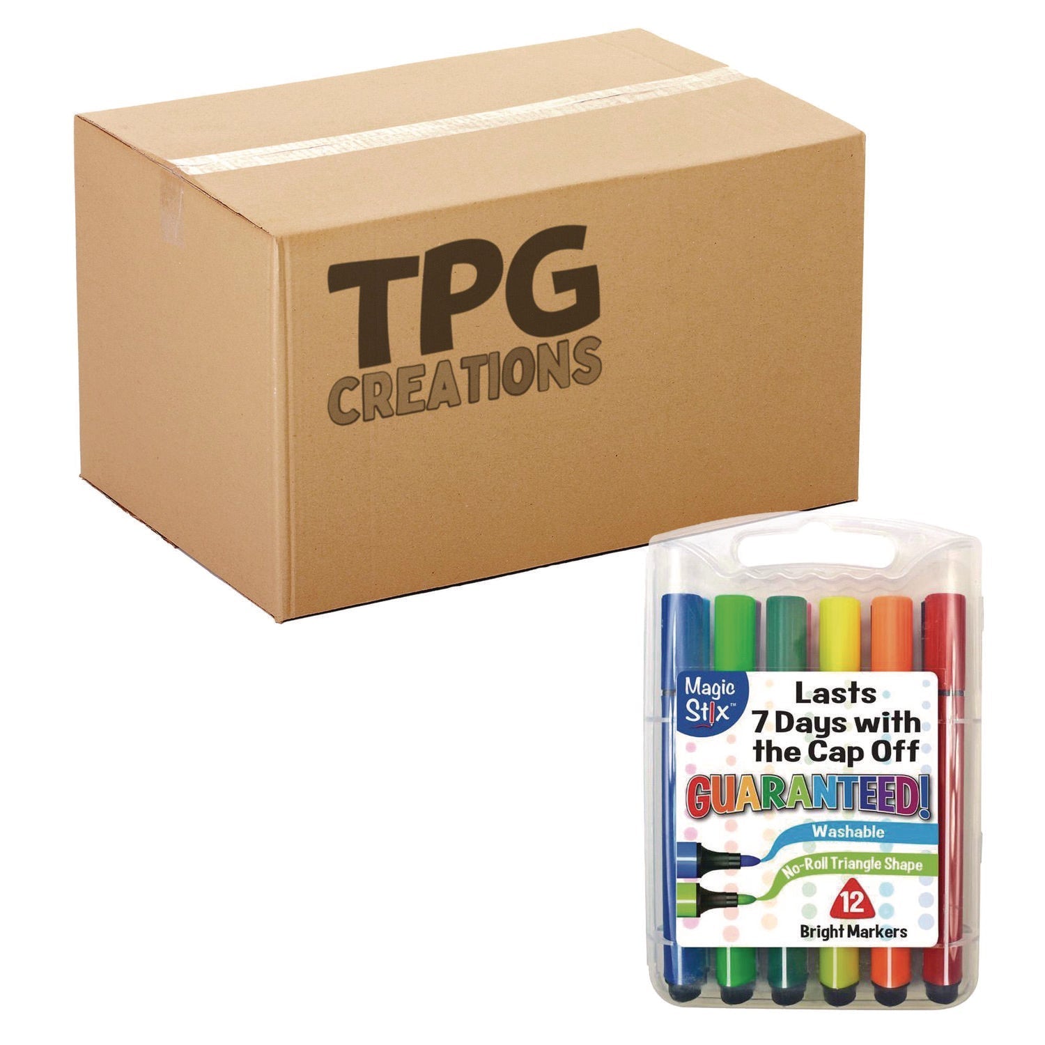 TPG Creations™ Magic Tri Stix Set, 12 Assorted Colors, 12/Set, 48 Sets/Carton
