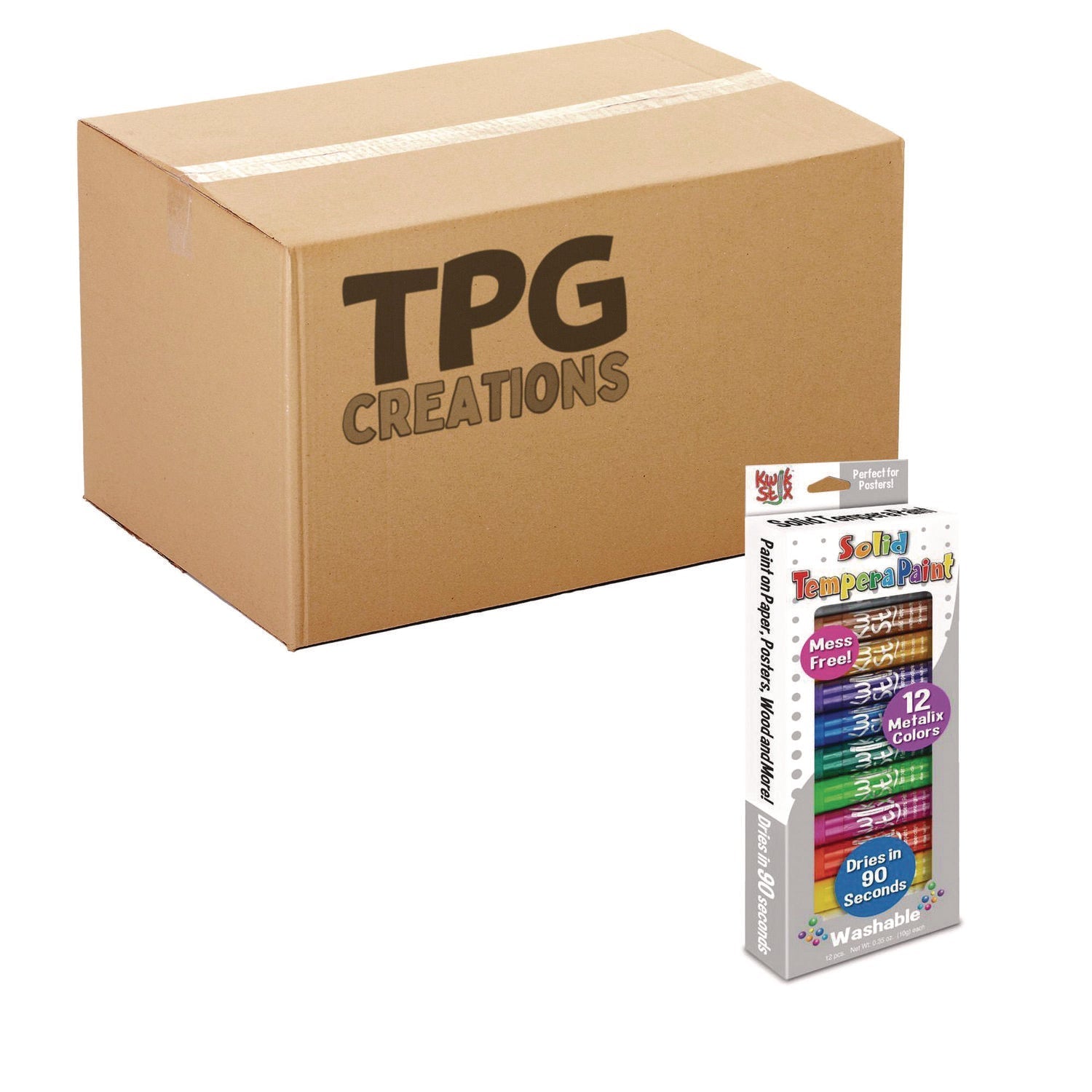 TPG Creations™ Kwik Stix Tempera Paint Set, 12 Assorted Metallic Colors, 12/Set, 12 Sets/Carton