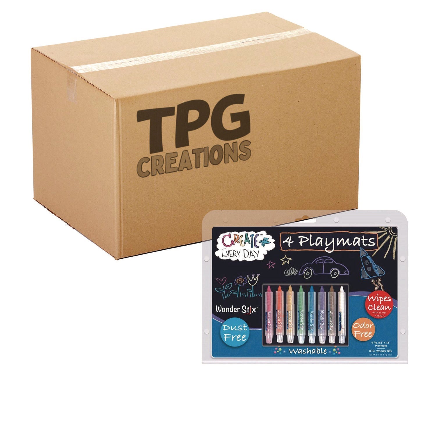 TPG Creations™ Wonder Stix Playmat Kit, 8 Assorted Pastel Wonderstix and 4 Playmats/Pack, 12 Packs/Carton