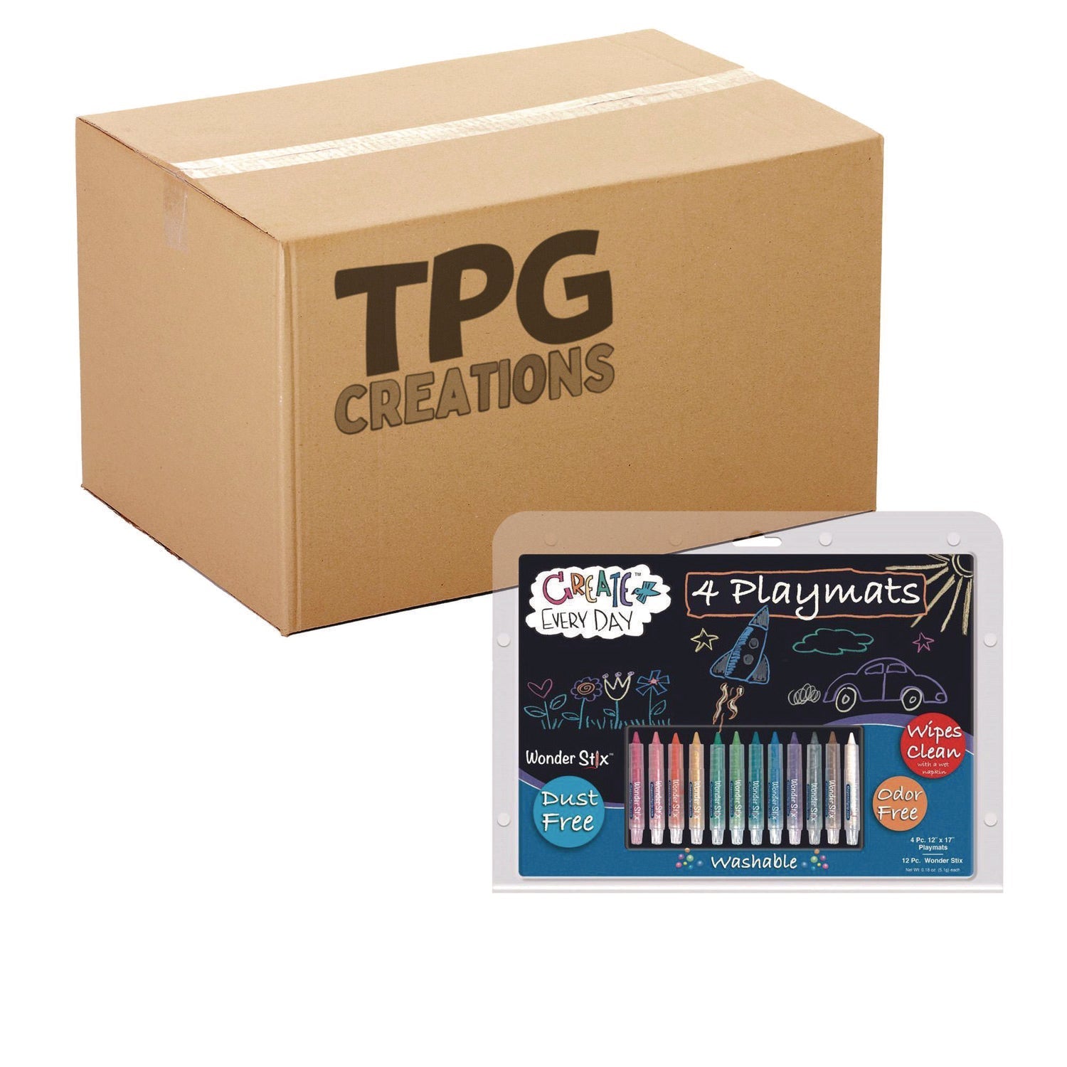 TPG Creations™ Wonder Stix Playmat Kit, 12 Assorted Pastel Wonderstix and 4 Playmats/Pack, 12 Packs/Carton