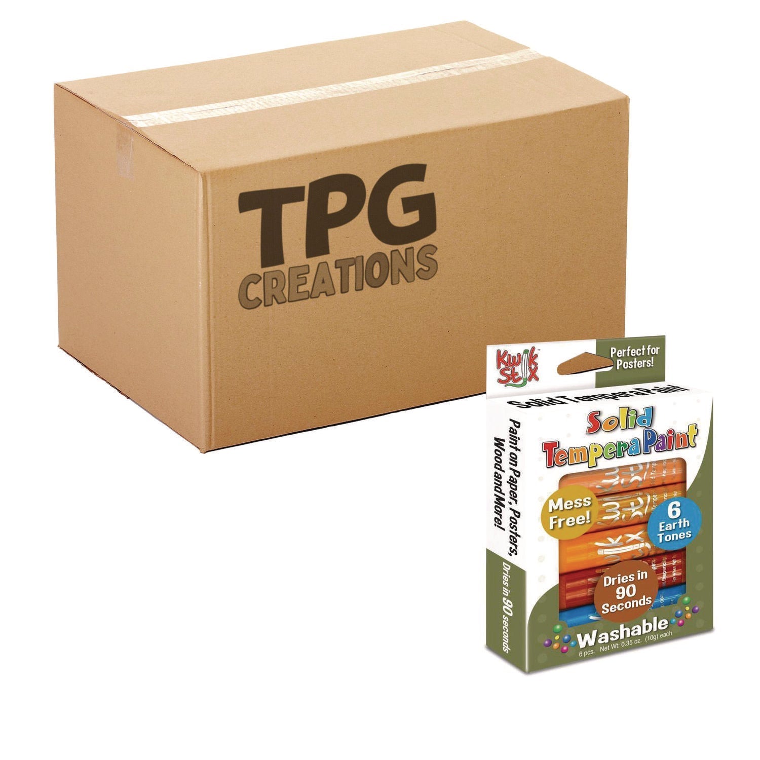 TPG Creations™ Kwik Stix Tempera Paint Set, 6 Assorted Earth Tones Colors, 6/Pack, 24 Packs/Carton