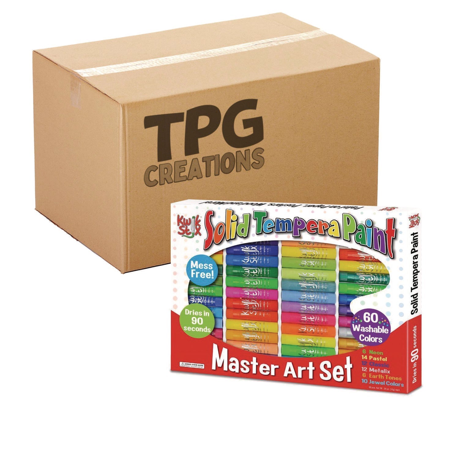 TPG Creations™ Kwik Stix Tempera Paint Set, 60 Assorted Colors, 60/Pack, 3 Packs/Carton