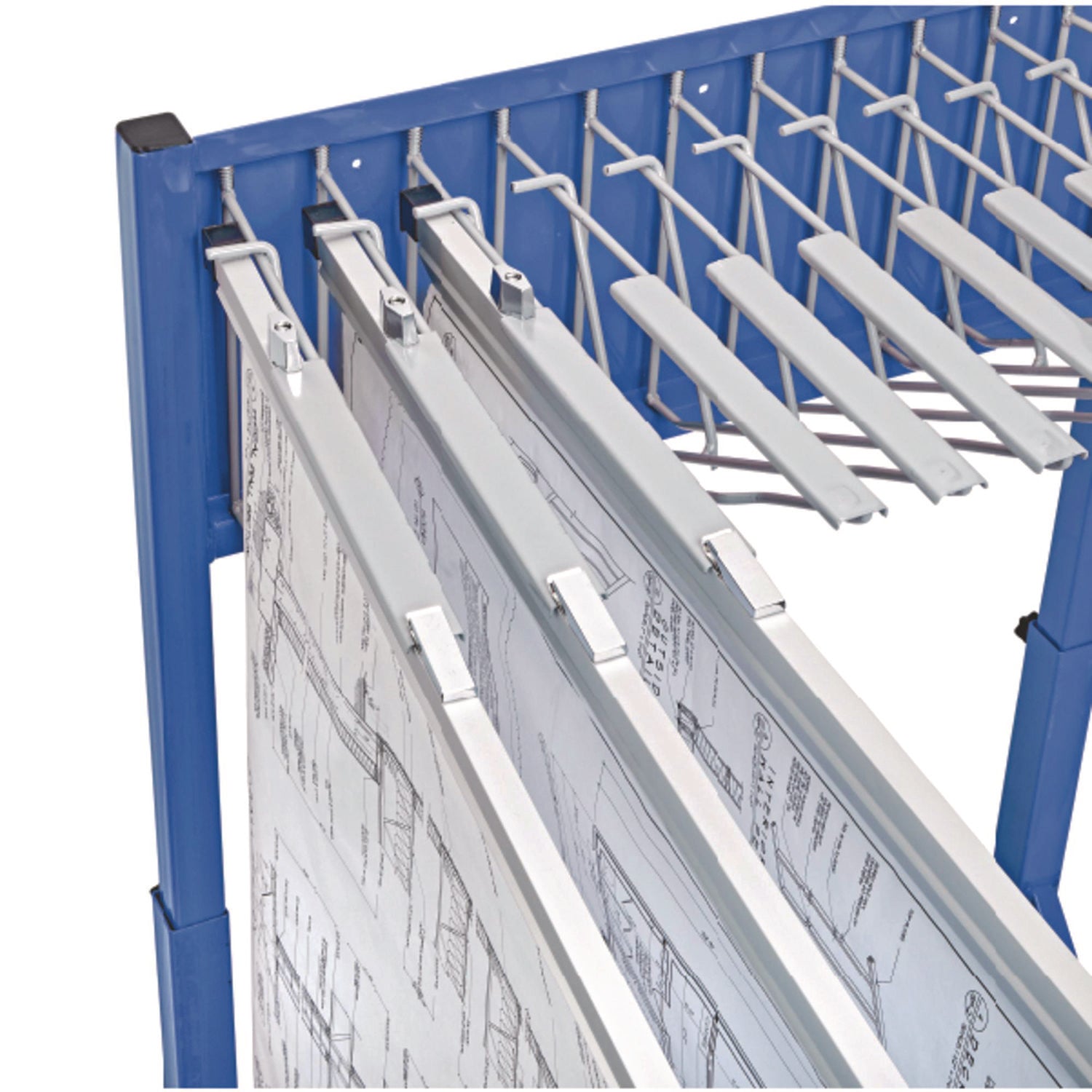 AdirOffice Blueprint Storage Cabinet Rolling Stand, Assorted Document Sizes Accomodated, 27" x 28.5" to 46.5" x 46" to 66", Blue