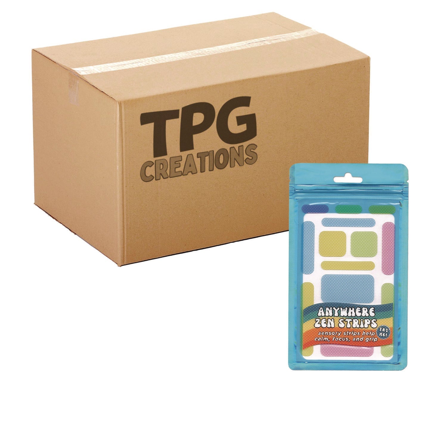 TPG Creations™ Anywhere Zen Strips, Bumpy, Assorted Pastel Colors, 13/Set, 24 Sets/Carton