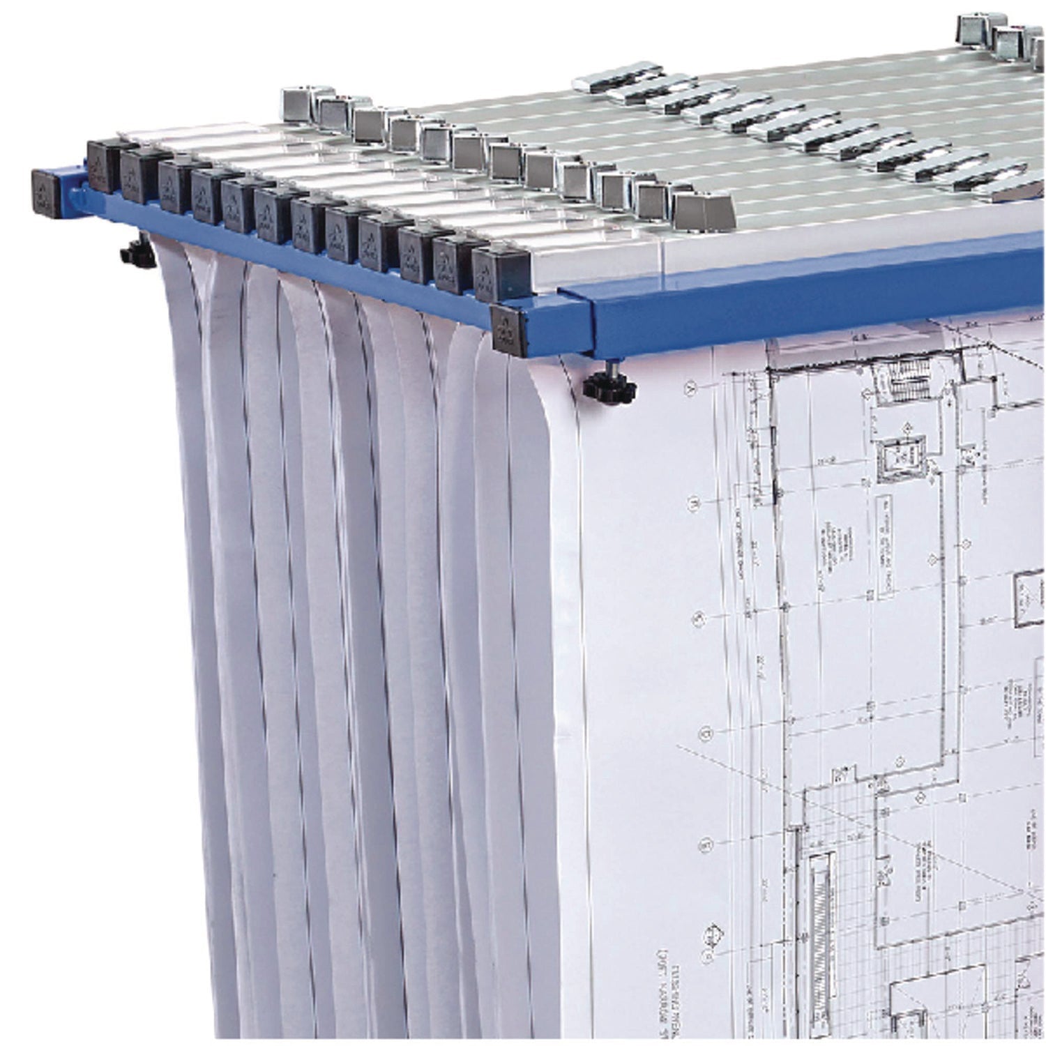 AdirOffice Blueprint Storage Cabinet Steel Vertical Plan Center, Assorted Document Sizes, 15" x 27" to 47.25" x 32.5" to 57", Blue