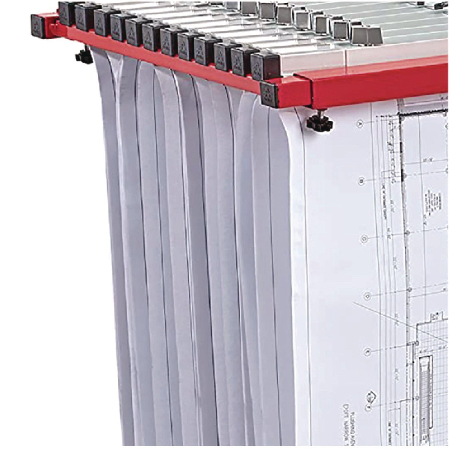 AdirOffice Blueprint Storage Cabinet Steel Vertical Plan Center, Assorted Document Sizes, 15" x 27" to 47.25" x 32.5" to 57", Red