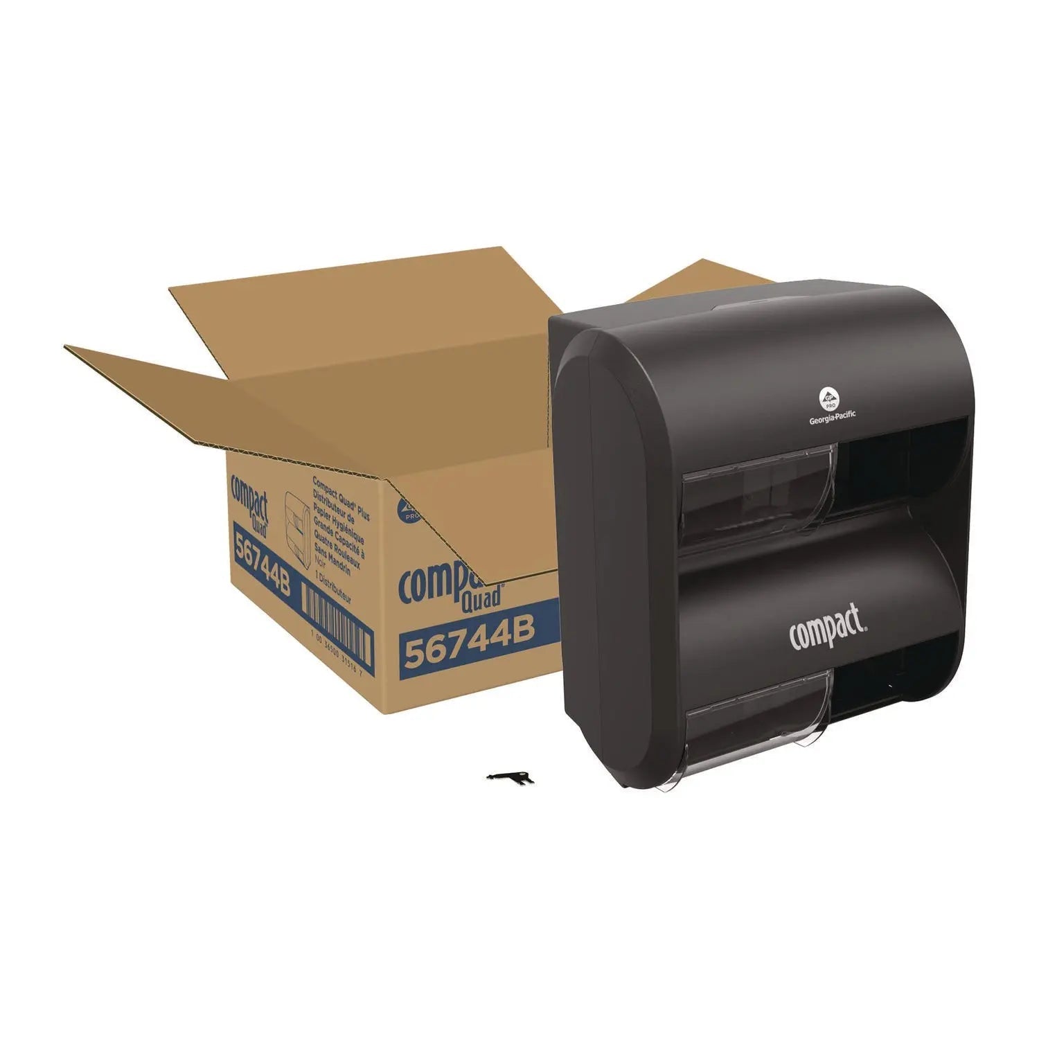 Georgia Pacific® Professional Compact Quad Vertical Four Roll Coreless Tissue Dispenser, 12.31 x 14.81 x 7.86, Black