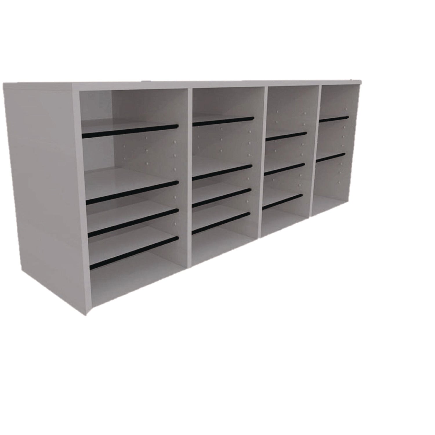 AdirOffice Wood Adjustable 24 Compartment Literature Organizer, 24 Sections, Letter Size, 39.3 x 11.8 x 16.3, White