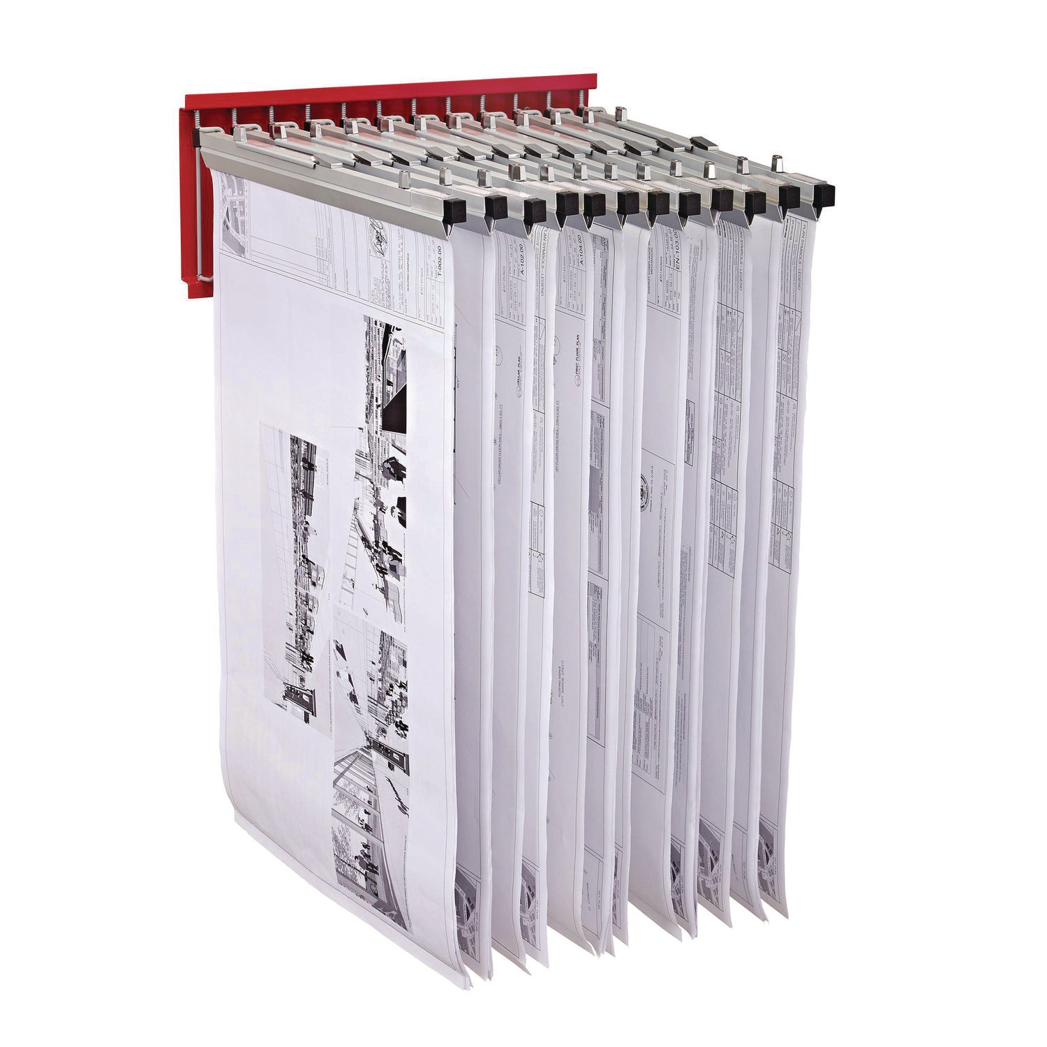 AdirOffice Large File Blueprint Pivot Wall Rack, Assorted Document Sizes Accommodated, 11" x 15.8" x 23.9", Red