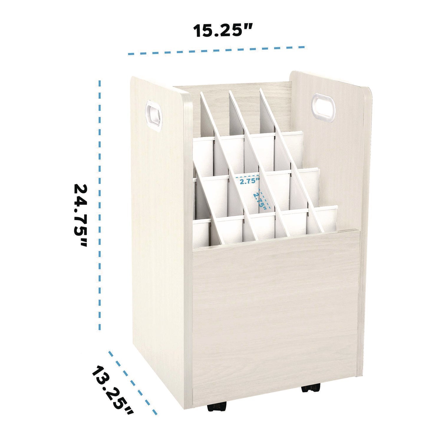 AdirOffice 20-Slot Mobile Rolling Wood Blueprint Storage Cabinet Roll File Large Document Organizer, 15.25 x 13.25 x 24.75, White