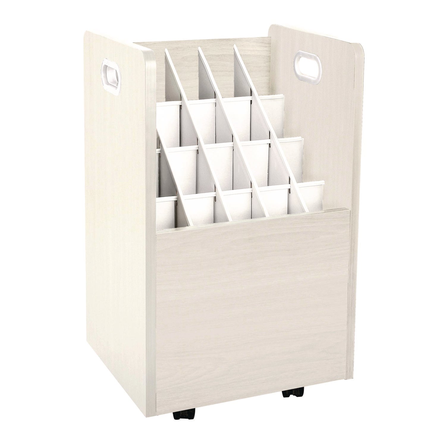 AdirOffice 20-Slot Mobile Rolling Wood Blueprint Storage Cabinet Roll File Large Document Organizer, 15.25 x 13.25 x 24.75, White