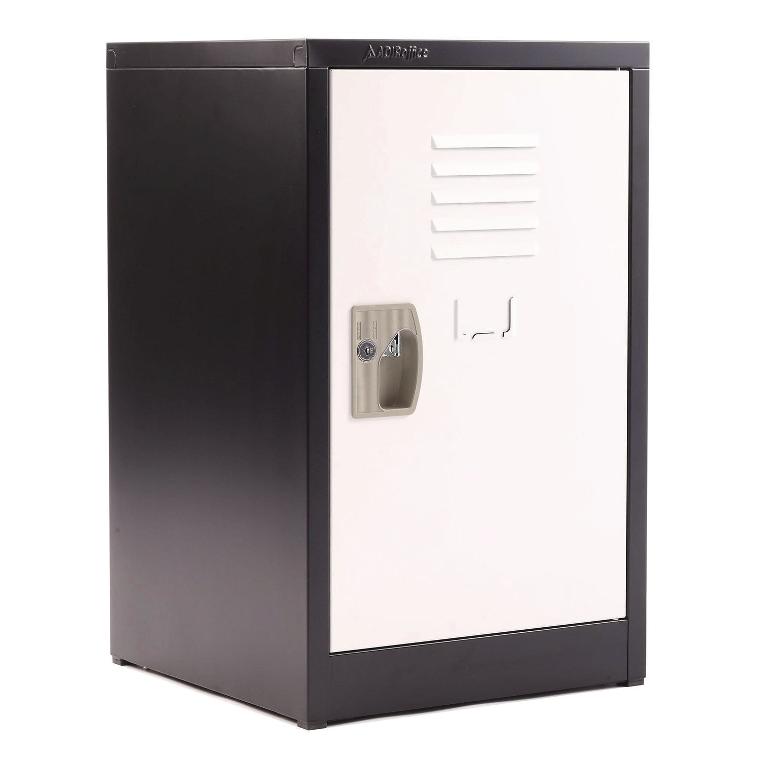 AdirOffice Steel Storage Locker, 1 Compartment, 15 x 15 x 24, Black Body/White Doors