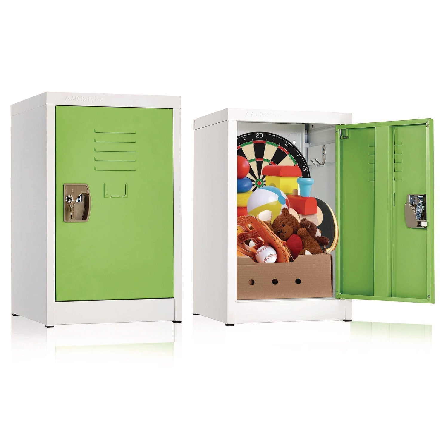 AdirOffice Steel Storage Locker, 1 Compartment, 15 x 15 x 24, Green
