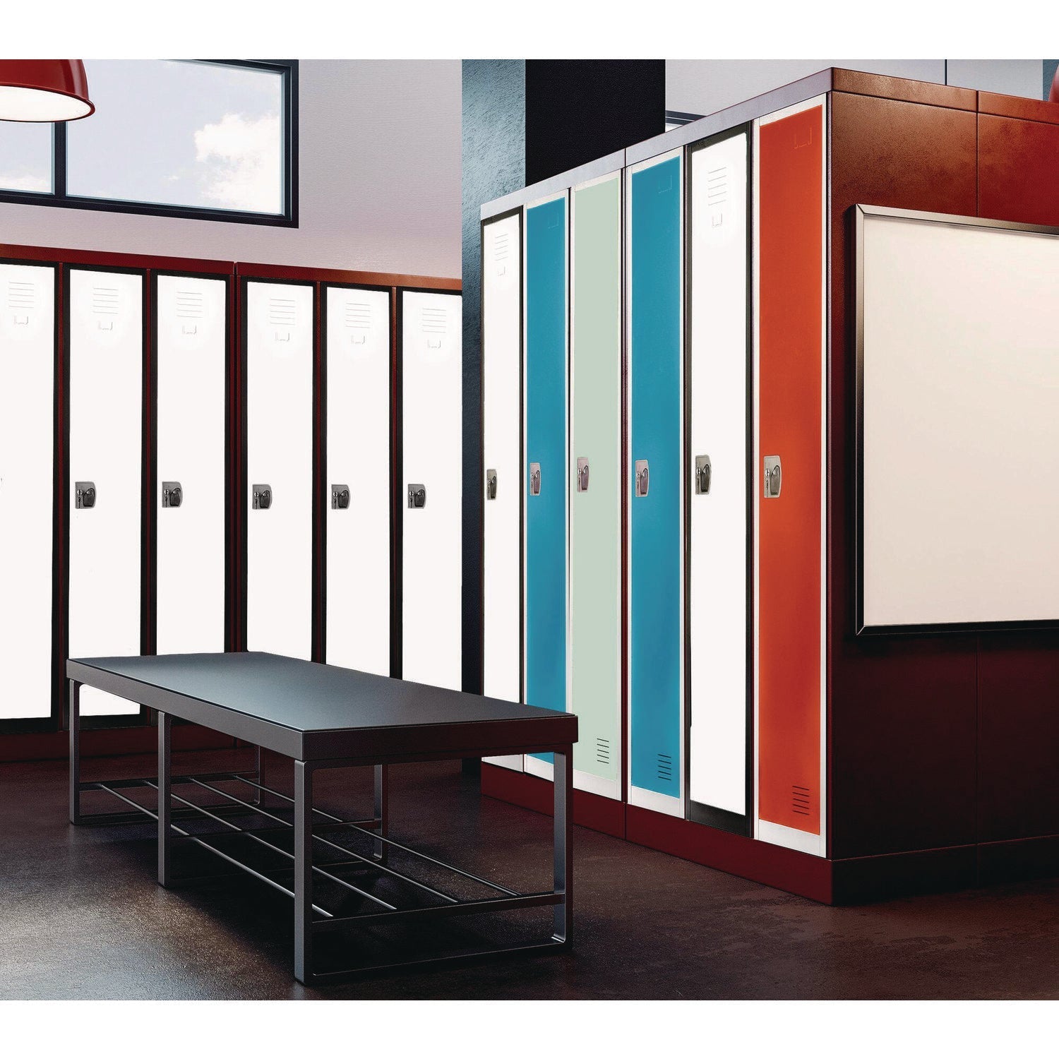 AdirOffice Steel Storage Locker, 1 Compartment, 12 x 12 x 72, Black Body/White Doors