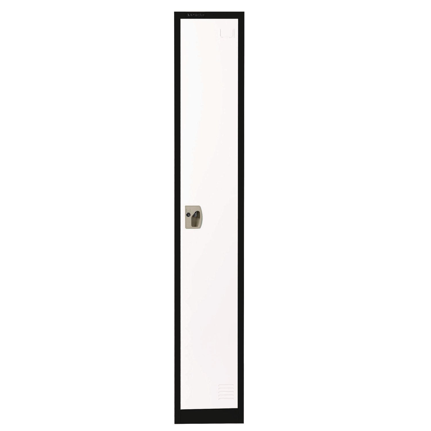 AdirOffice Steel Storage Locker, 1 Compartment, 12 x 12 x 72, Black Body/White Doors
