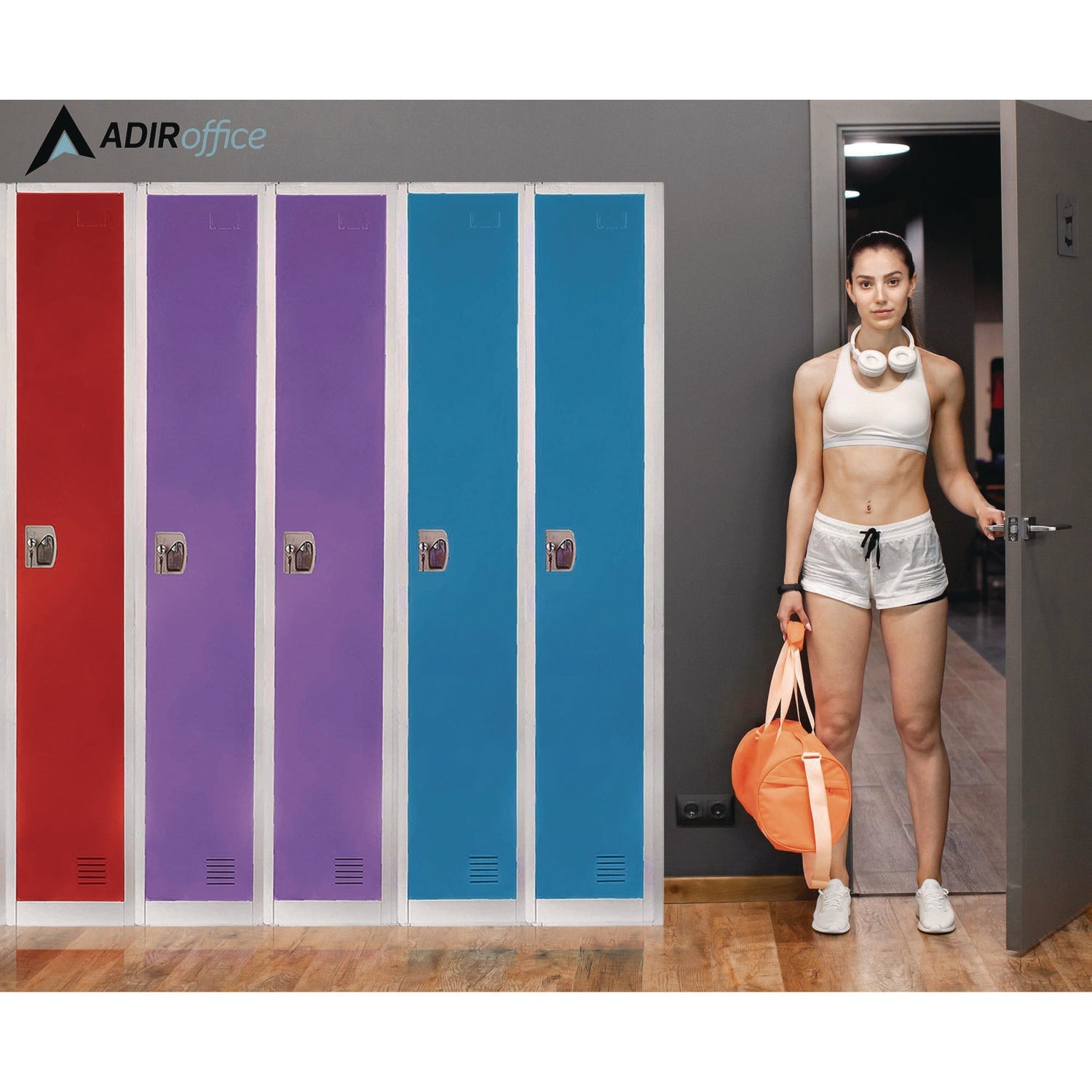 AdirOffice Steel Storage Locker, 1 Compartment, 12 x 12 x 72, Blue