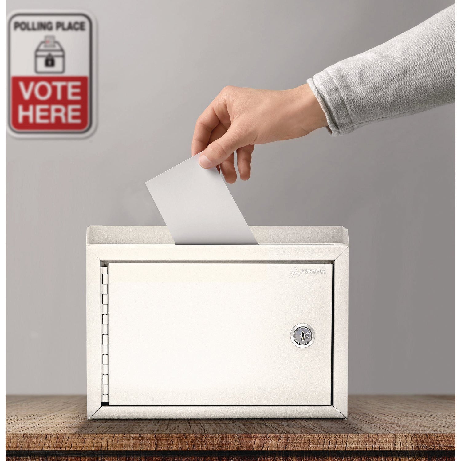 AdirOffice Medium Size Steel Multi-Purpose Secure Drop Box, 9.8 x 3.4 x 7.5, White