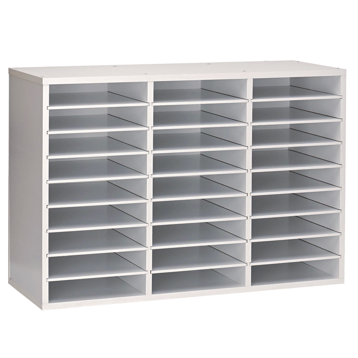 AdirOffice Wooden 27 Compartment Literature Organizer, 27 Sections, Letter Size, 31.49 x 11.81 x 21.65, White