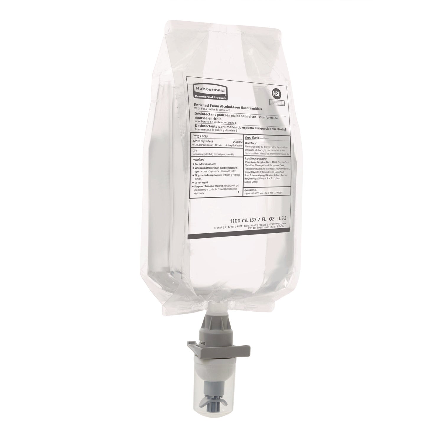 Rubbermaid® Commercial Auto Foam Refill Antibacterial Hand Soap, Fragrance Free, 1,100 mL, 4/Carton